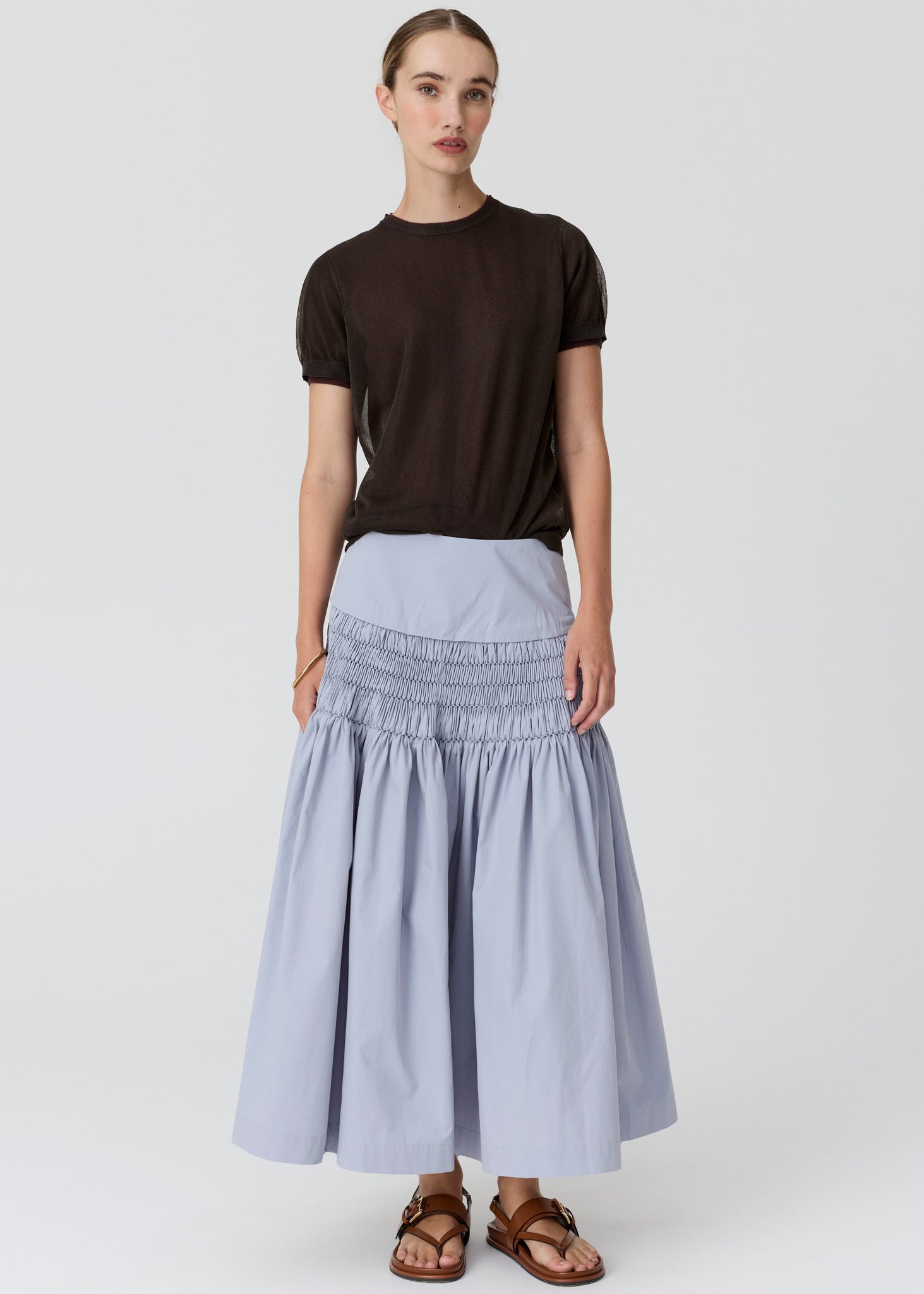 POL Kaspar Layered Tee Choc Choc