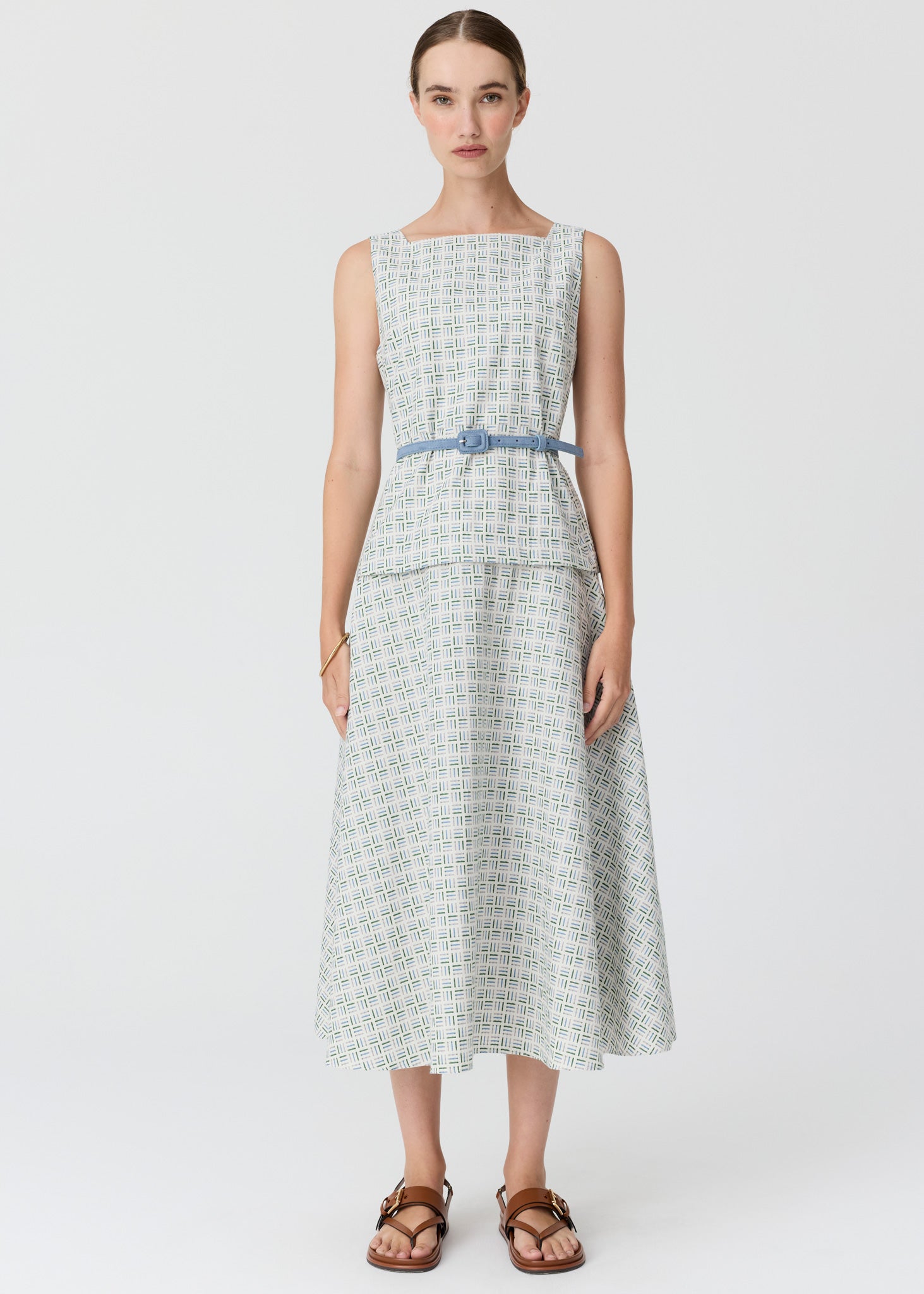 Pol Parterre Belt Dress Parterre Jacquard