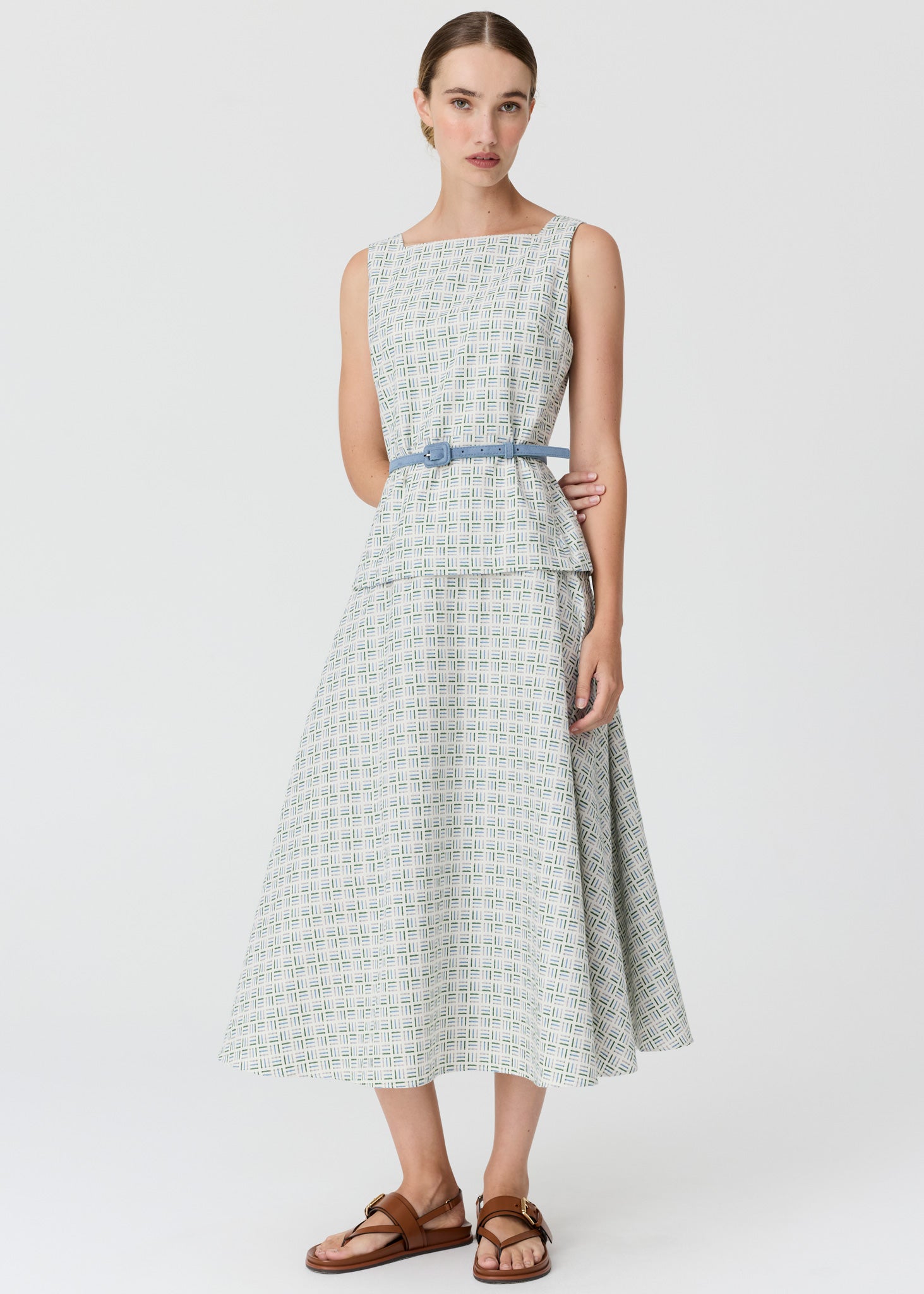 Pol Parterre Belt Dress Parterre Jacquard
