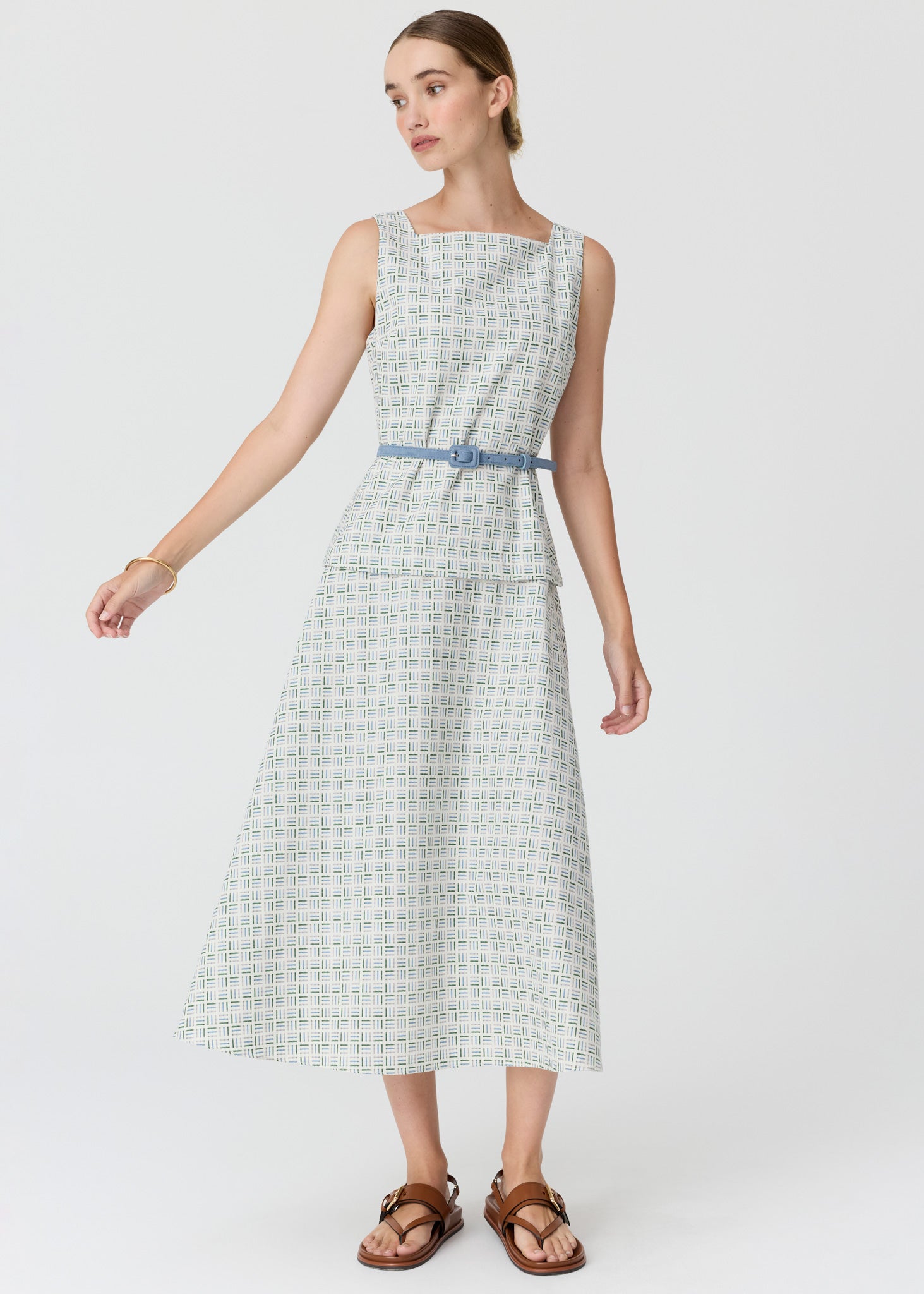 Pol Parterre Belt Dress Parterre Jacquard