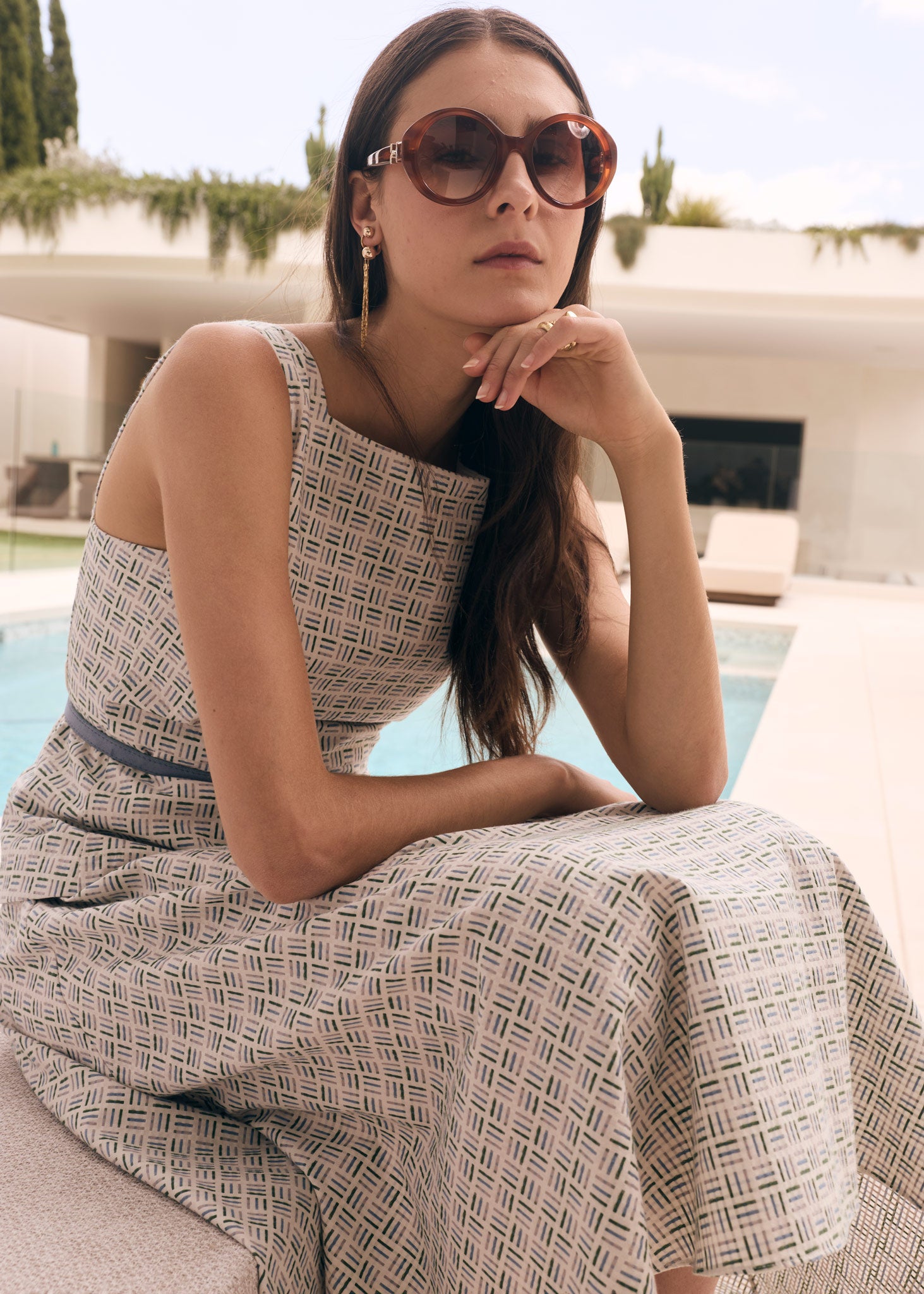 Pol Parterre Belt Dress Parterre Jacquard