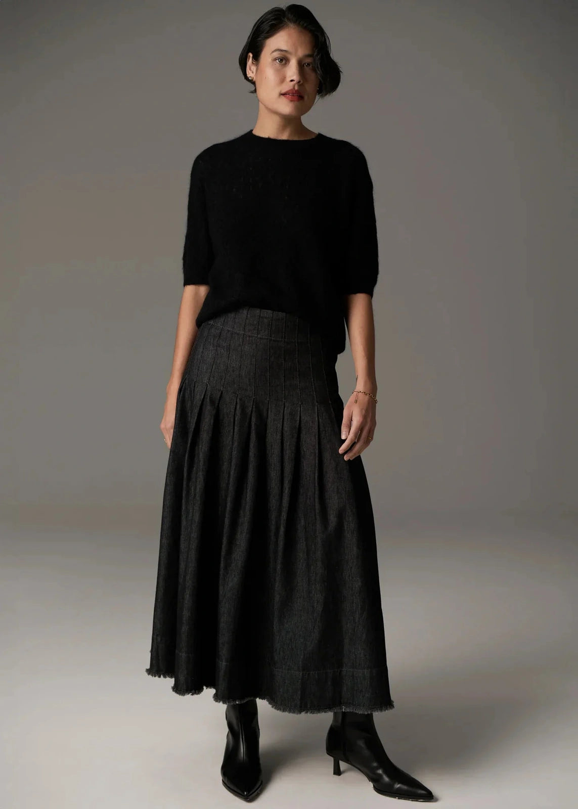 POL Reece Skirt Denim Black Wash