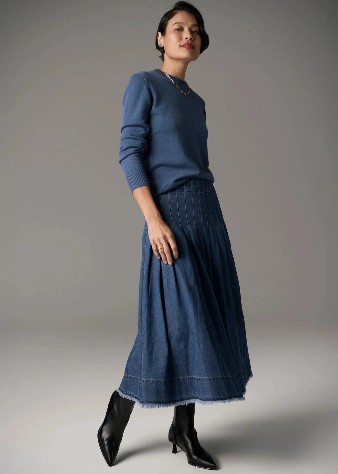 POL Reece Skirt Denim Blue Wash