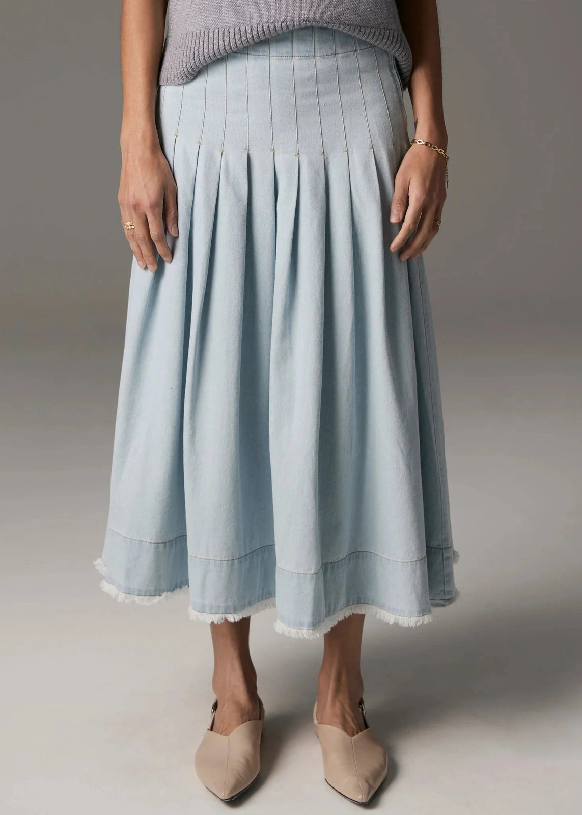 POL Reece Skirt Denim Light Wash