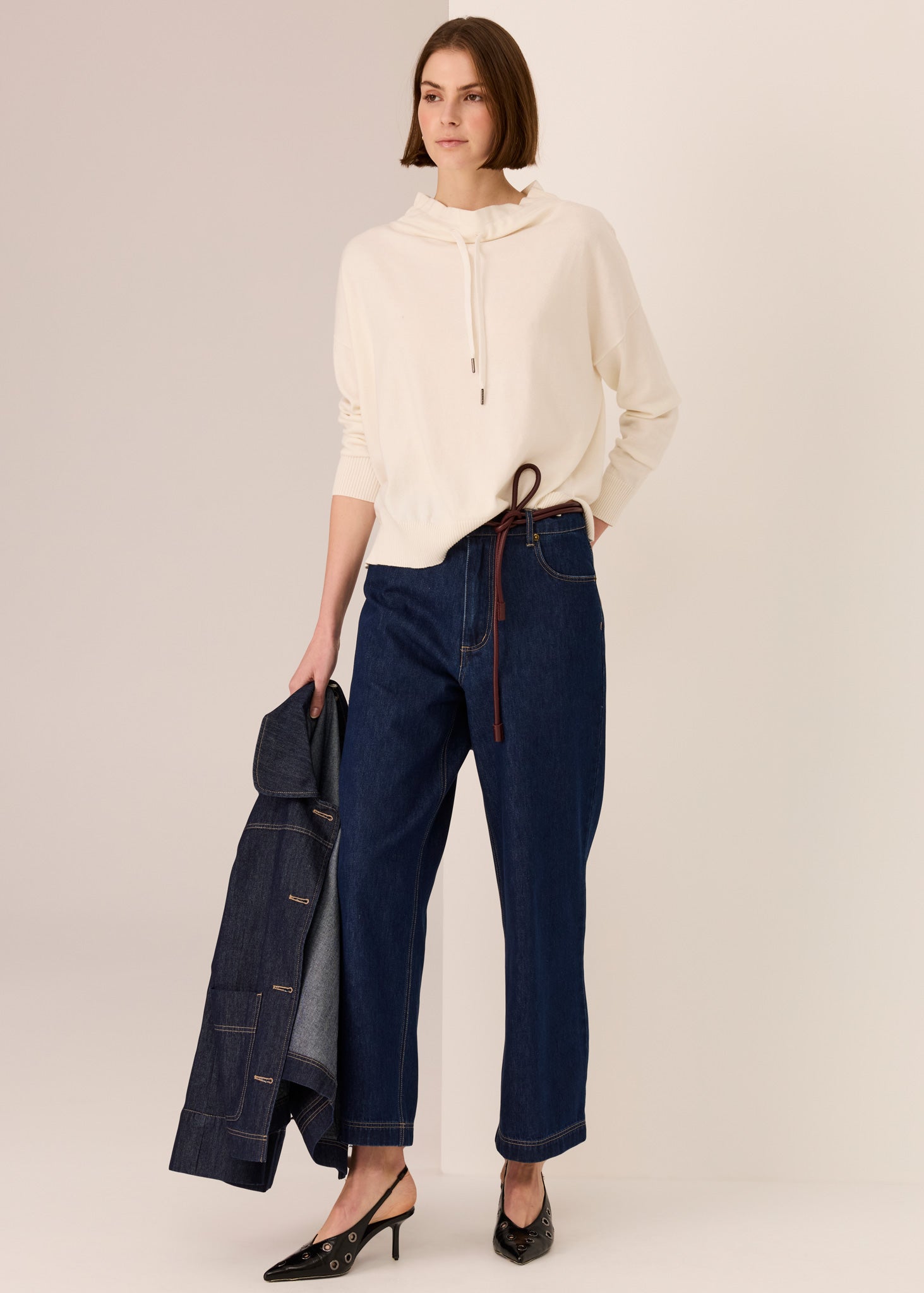 Pol Rowan Drawcord Knit Ivory