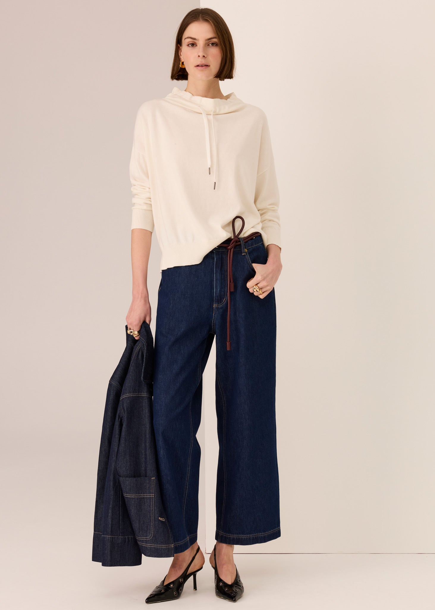 Pol Rowan Drawcord Knit Ivory