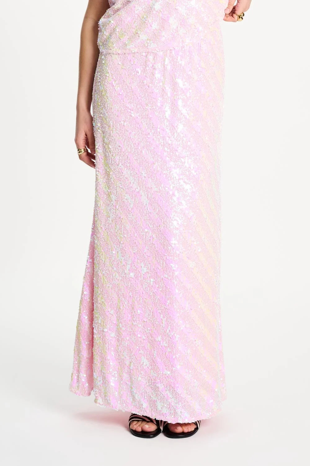 Pom Skirt Sequins Shell Pink