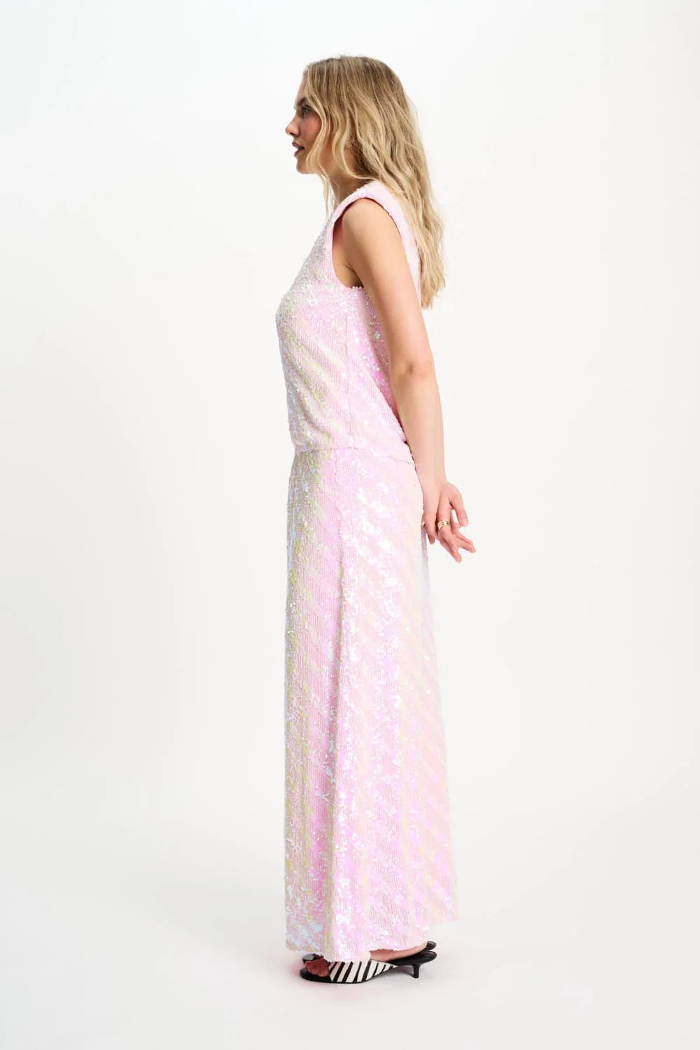 Pom Skirt Sequins Shell Pink