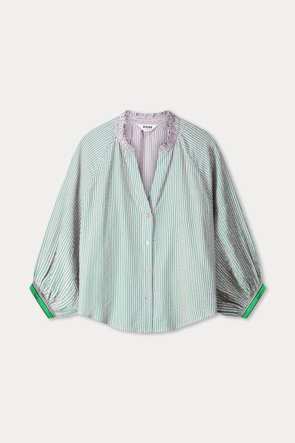 Pom Seersucker Green Pink Blouse