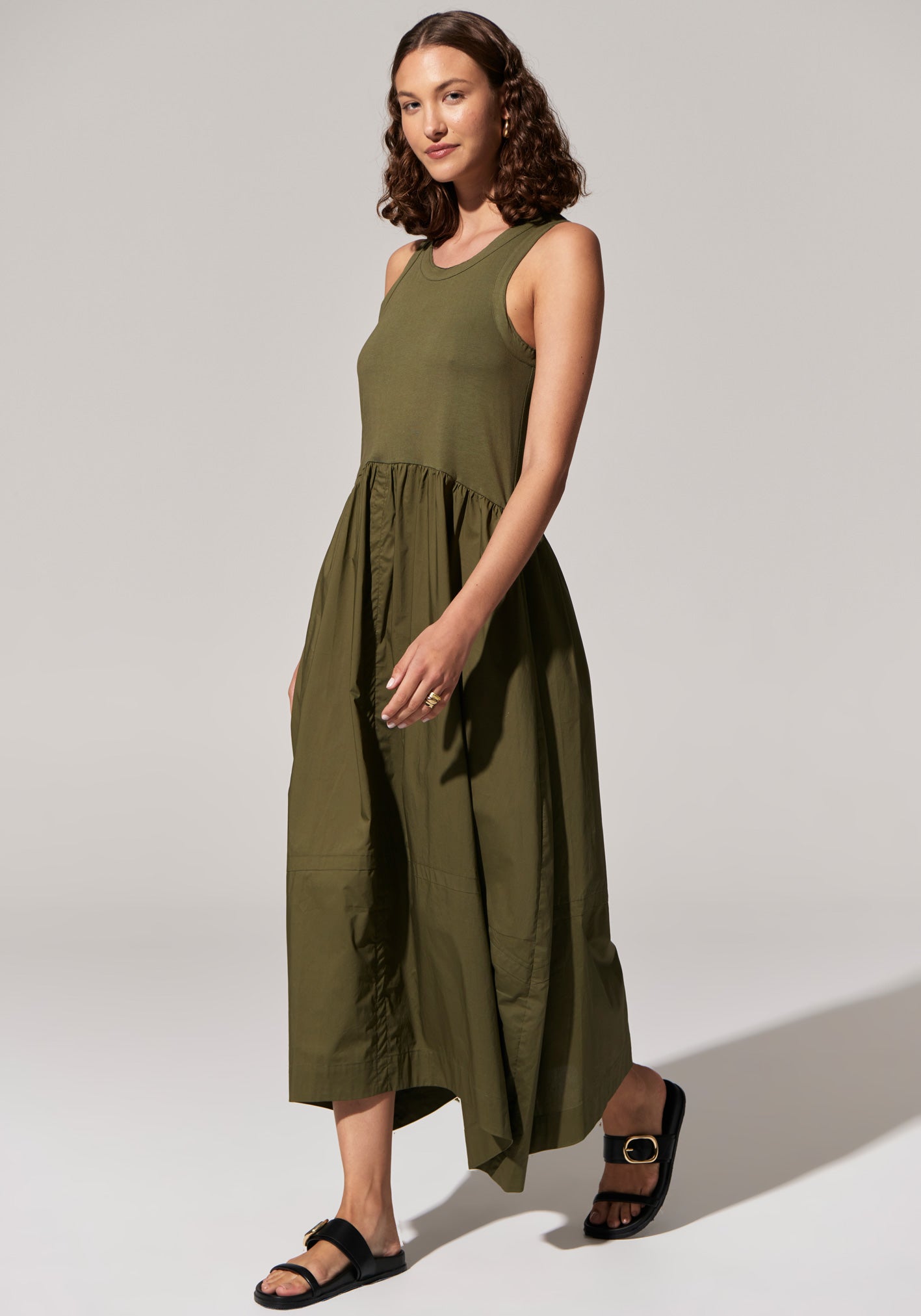 POL Toya Tank Dress Khaki