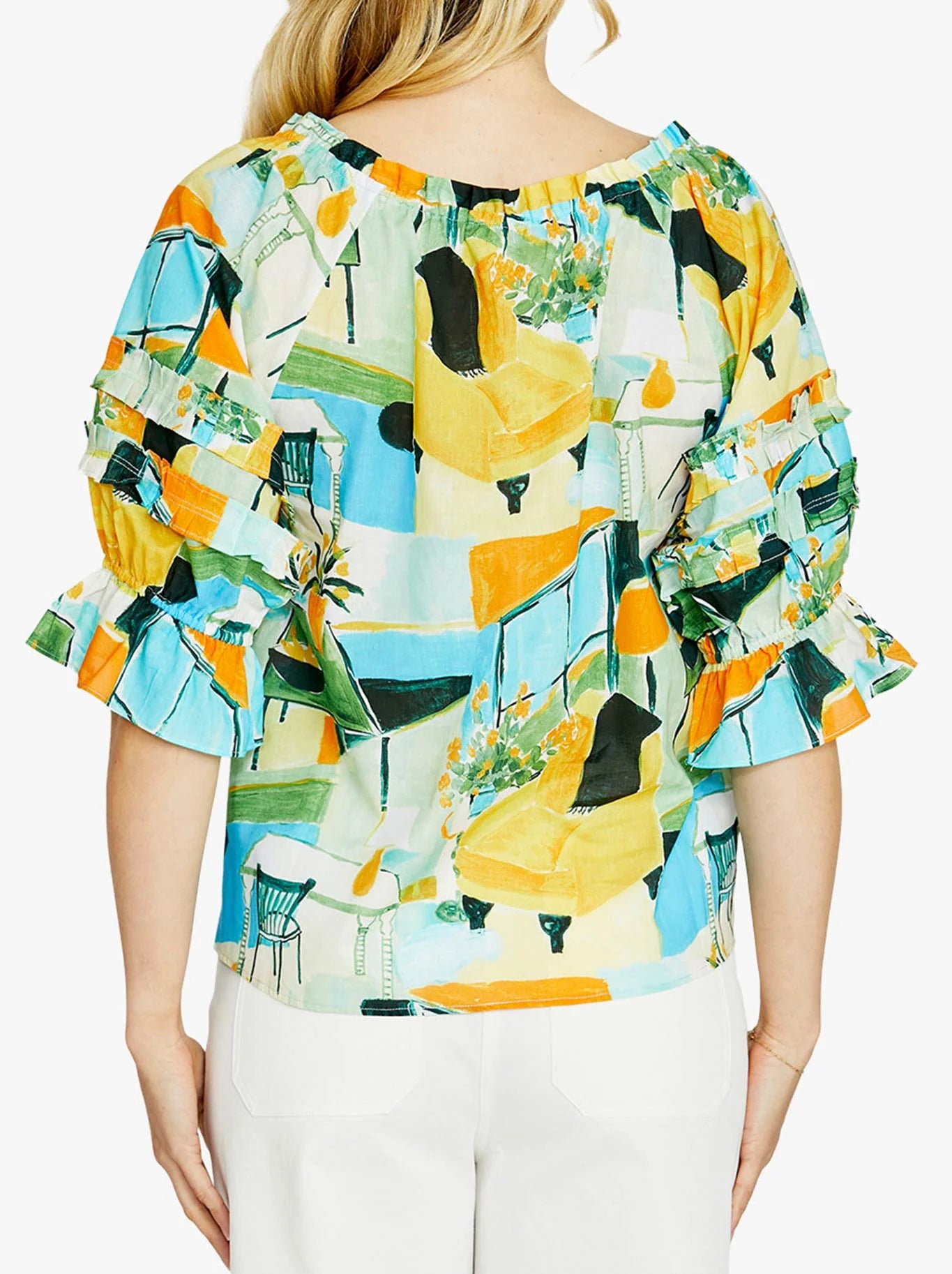 Ping Pong Alessia Peasant Top Alfresco Print