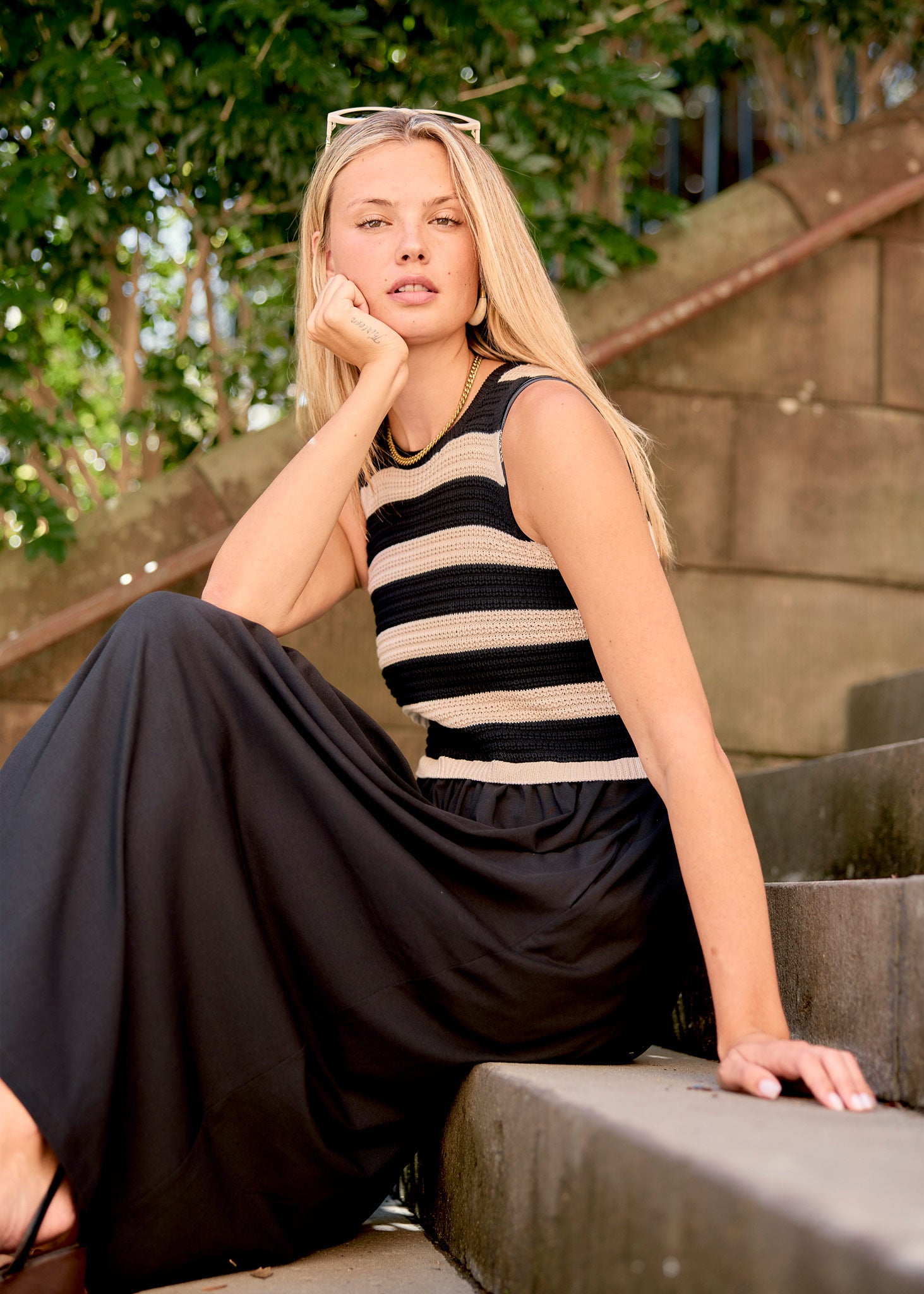 POL Bonde Dress Knit Black Ivory