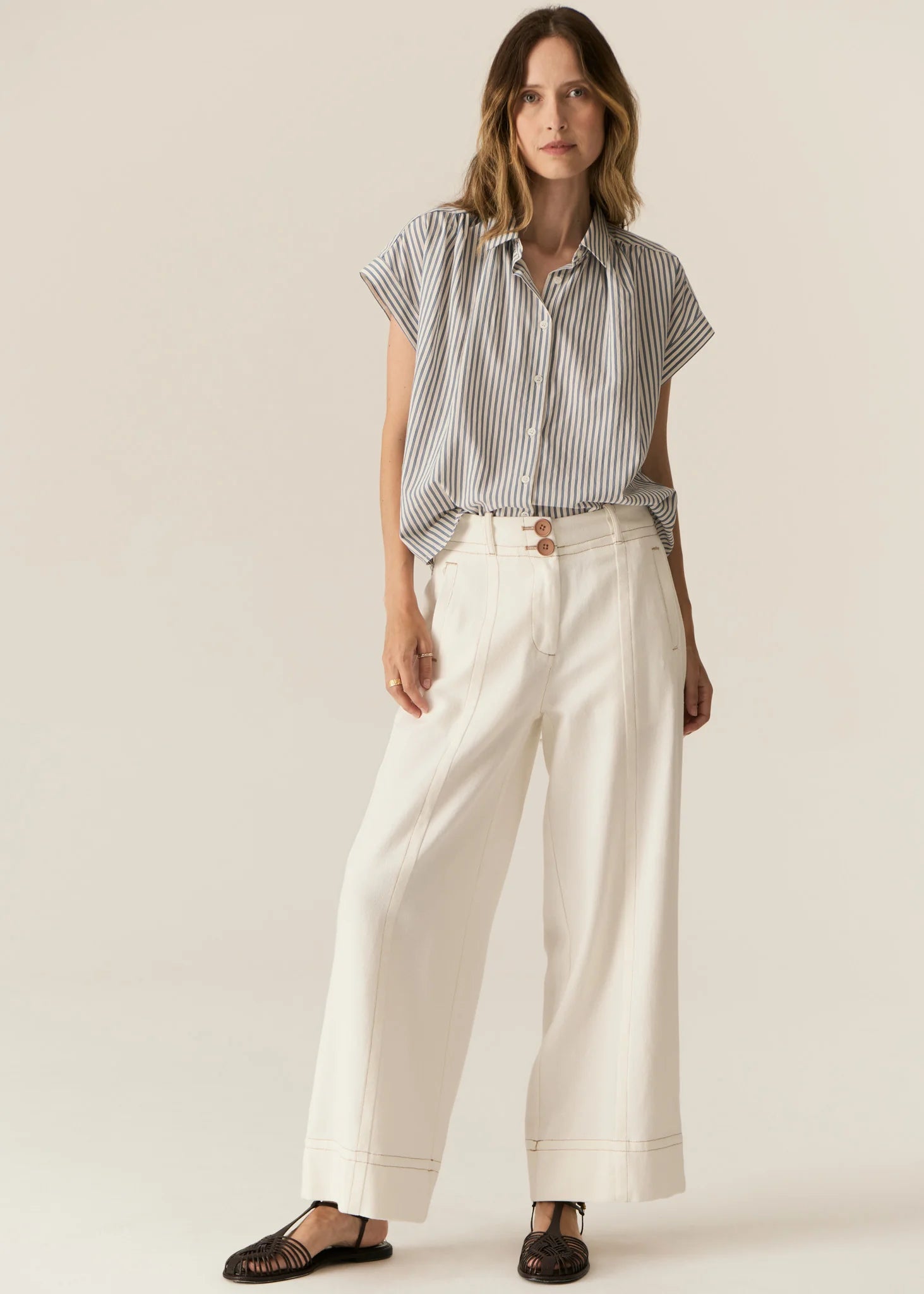 Pol Carsen Full Length Pant Ecru