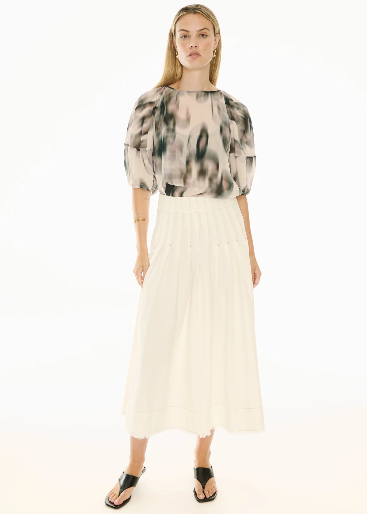 POL Doyle Denim Skirt Ecru