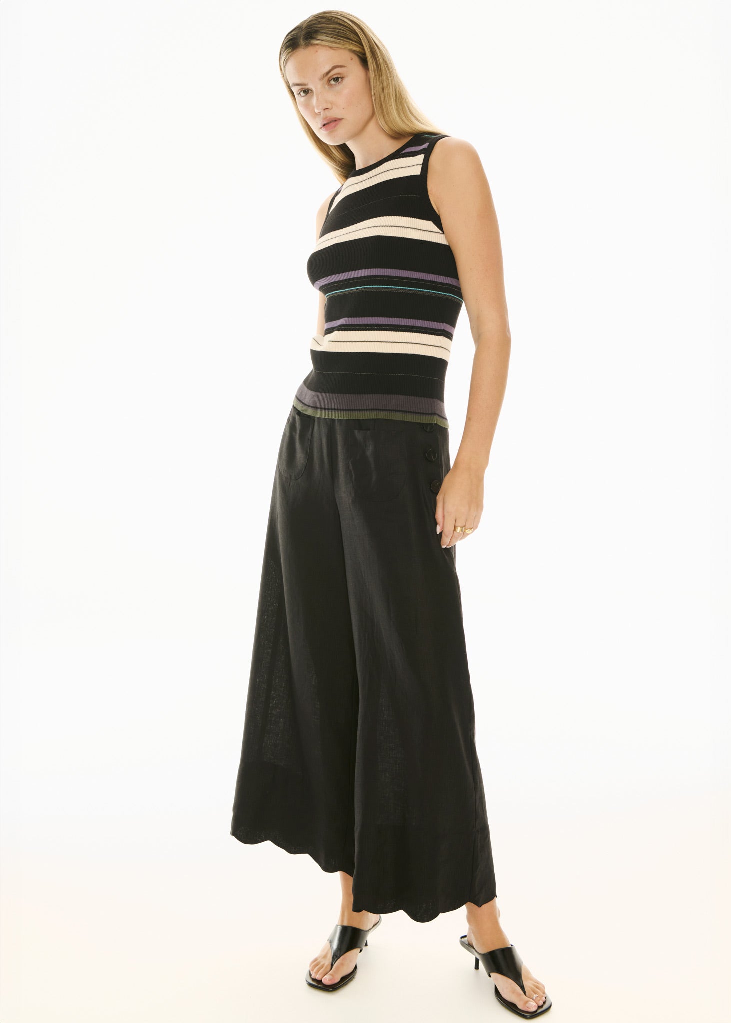 POL Fey Ribbed Tank Black Multi