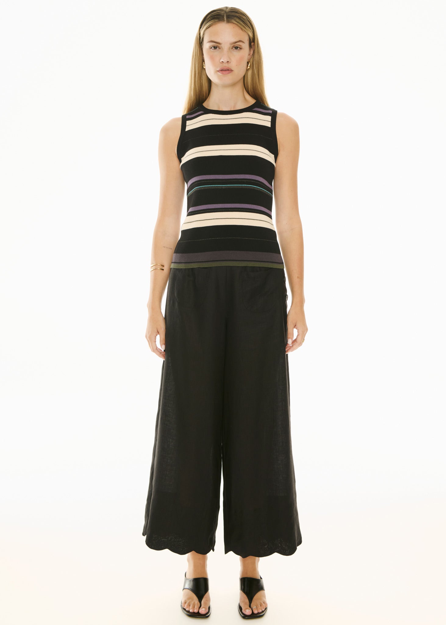 POL Fey Ribbed Tank Black Multi