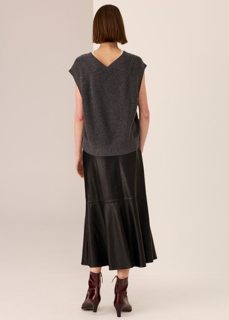 Pol Sequence Beaded Skirt Choc