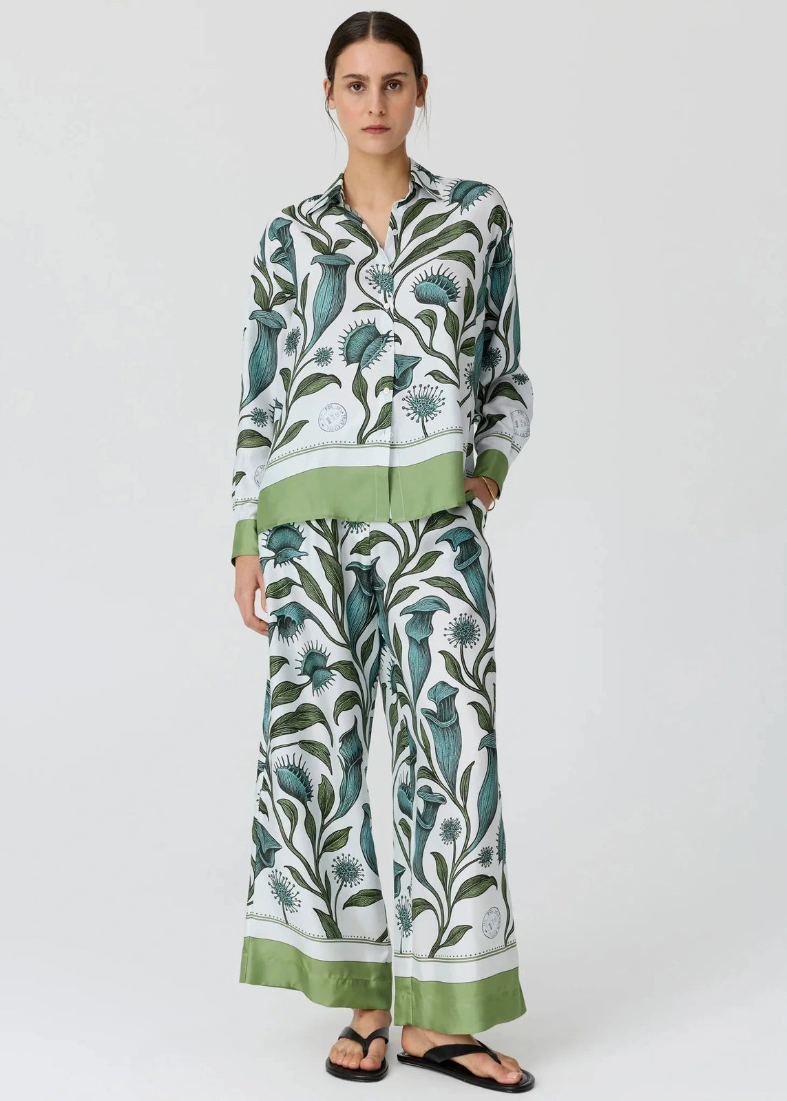 Pol Linne Silk Pant Linne Border Print