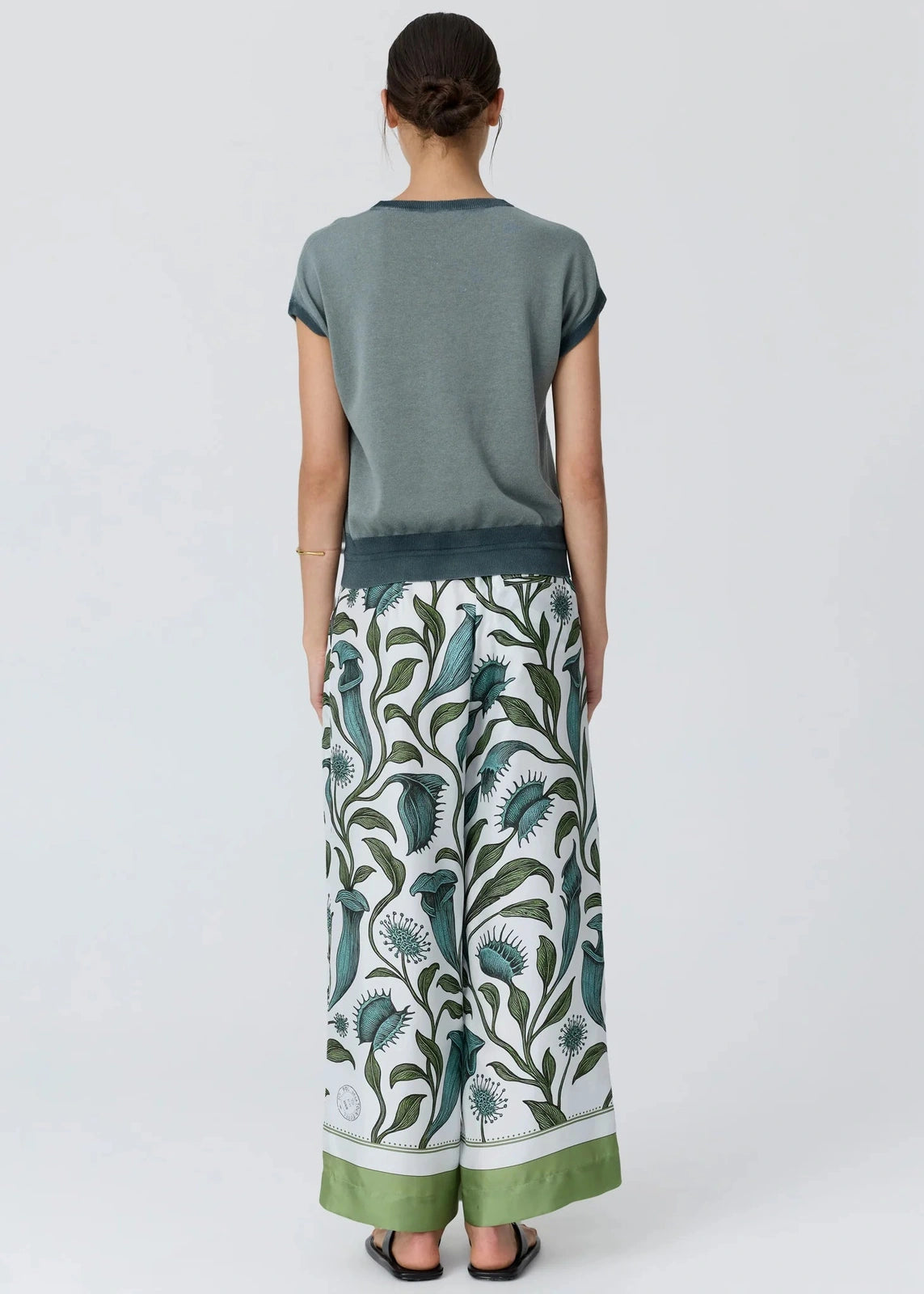 Pol Linne Silk Pant Linne Border Print