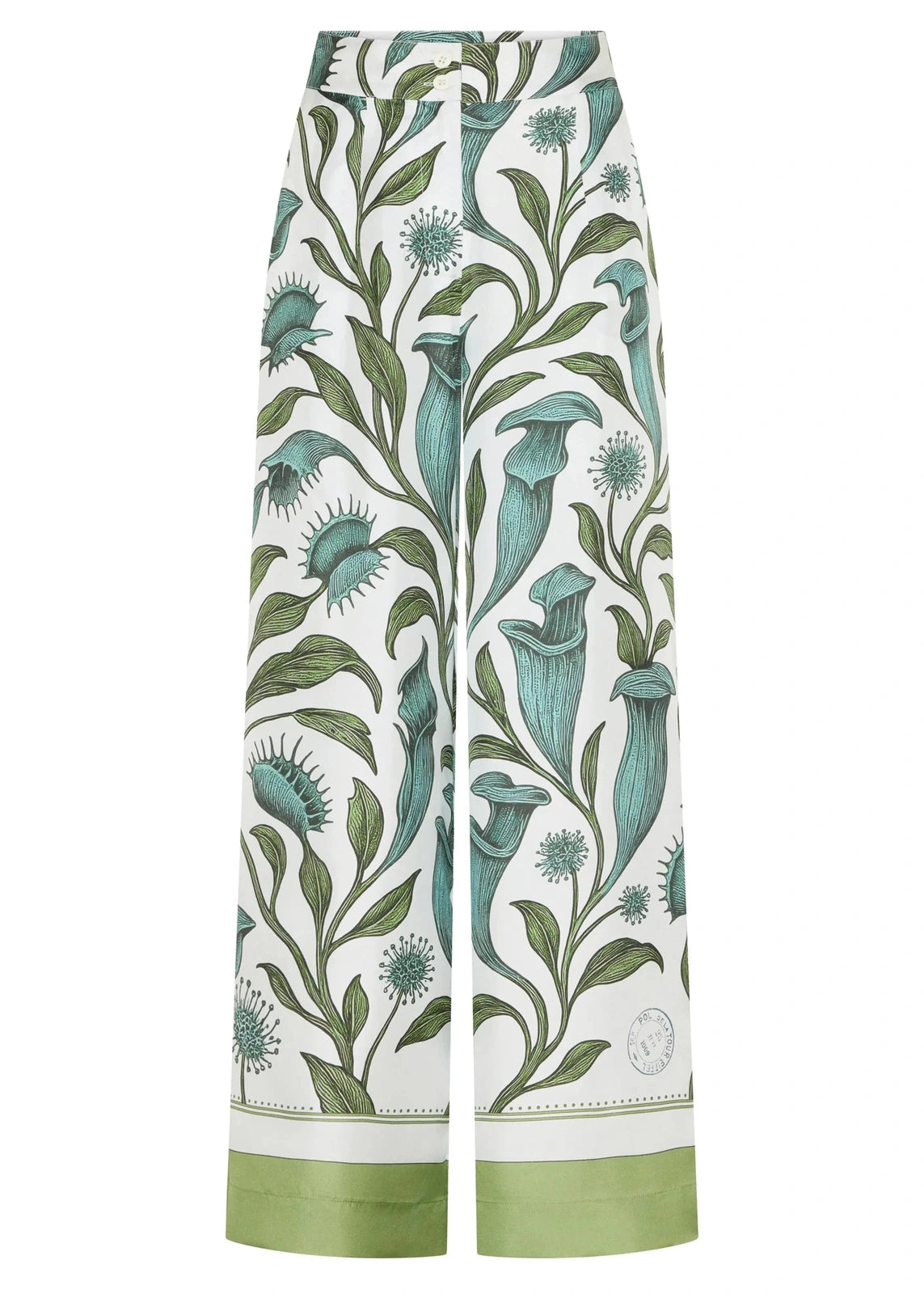 Pol Linne Silk Pant Linne Border Print