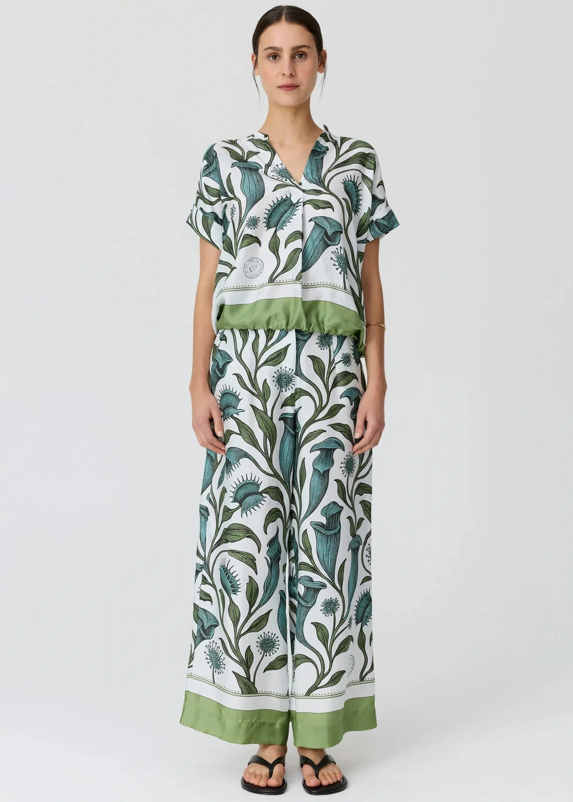 Pol Linne Silk Top Linne Border Print