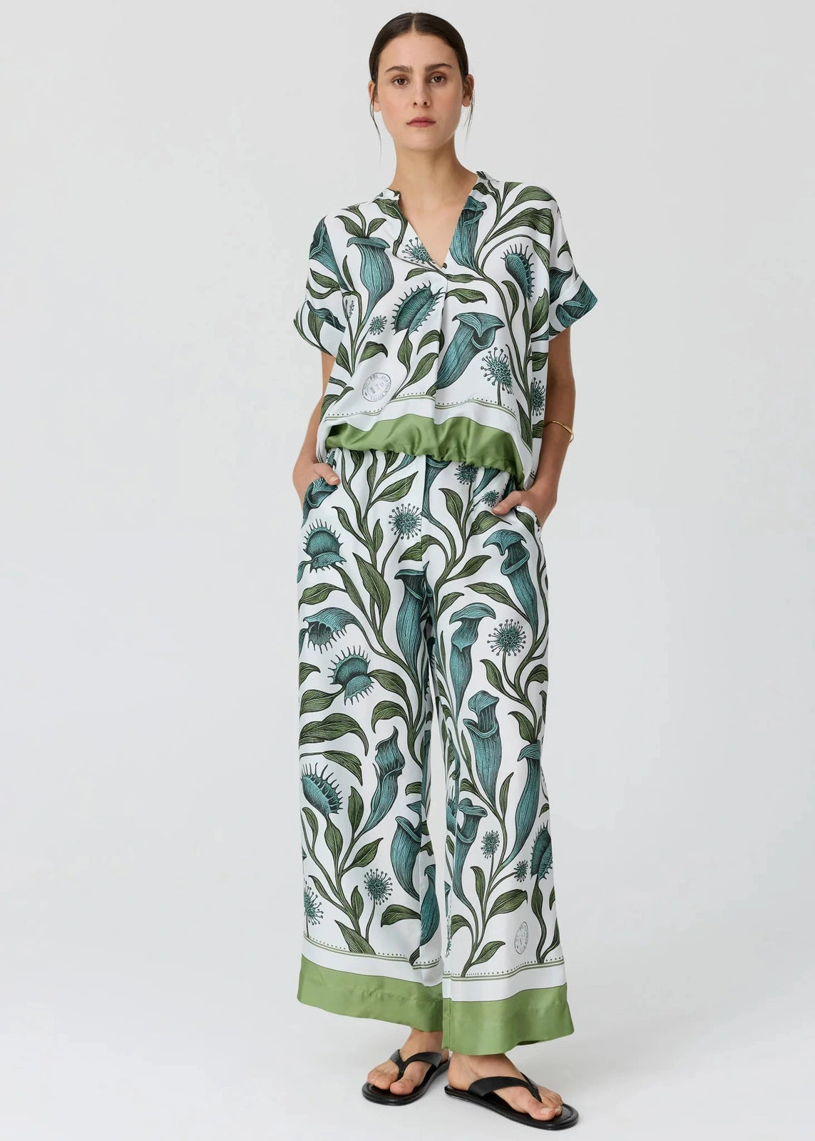 Pol Linne Silk Top Linne Border Print