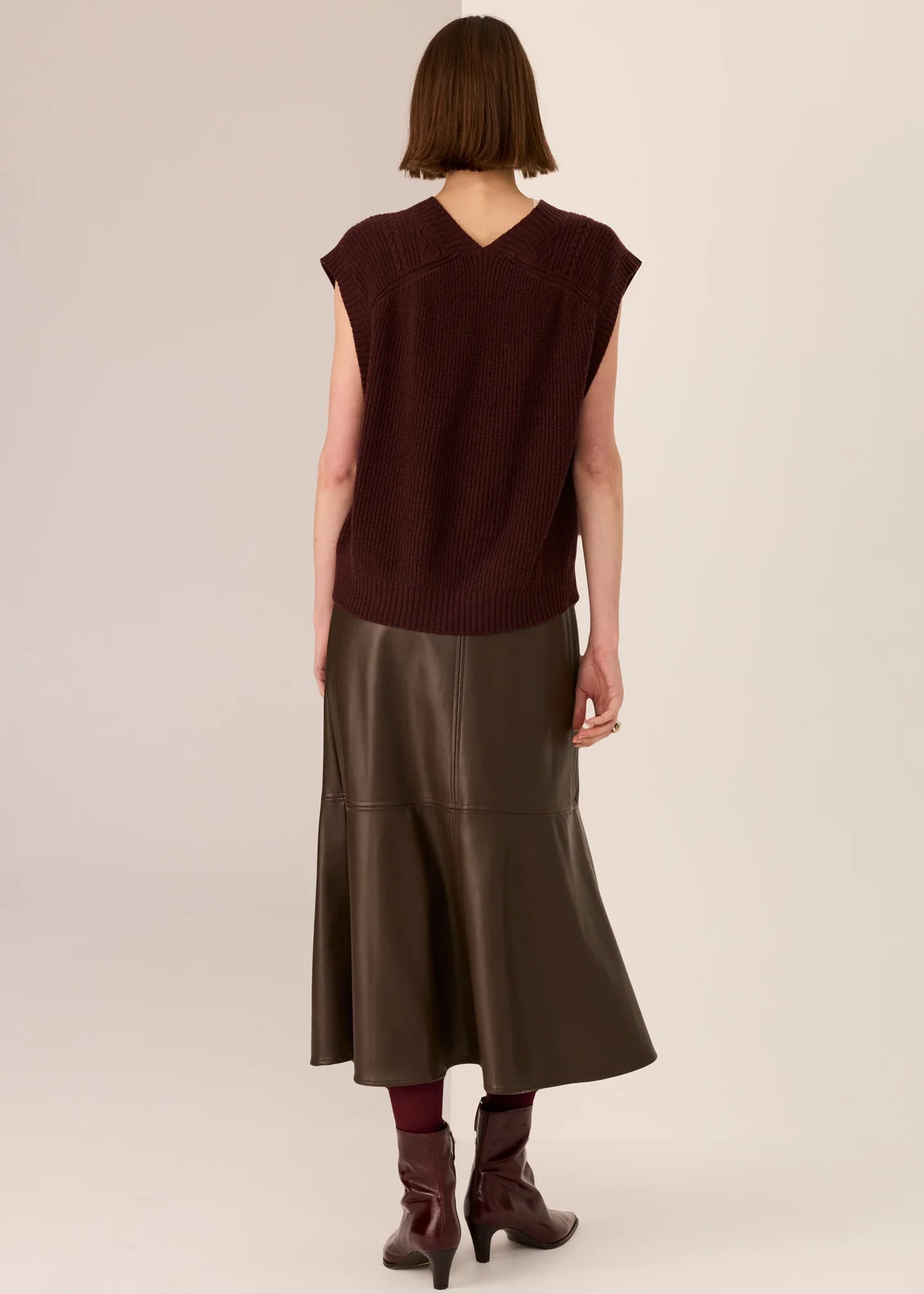 Pol Loren Cable Vest Merlot