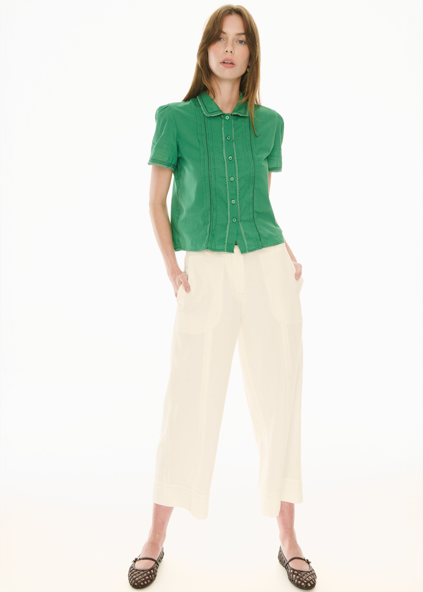 POL Nova Tucked Shirt Green
