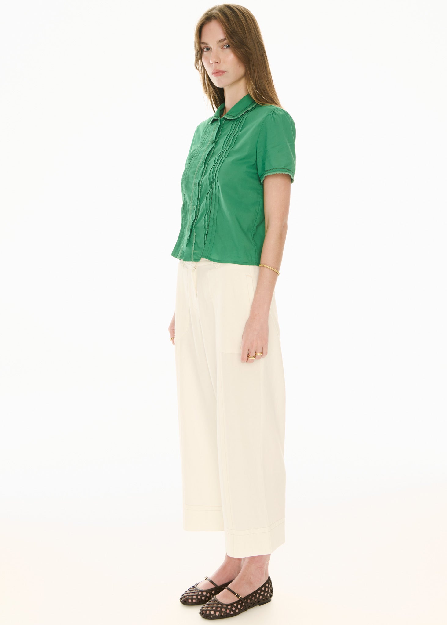 POL Nova Tucked Shirt Green