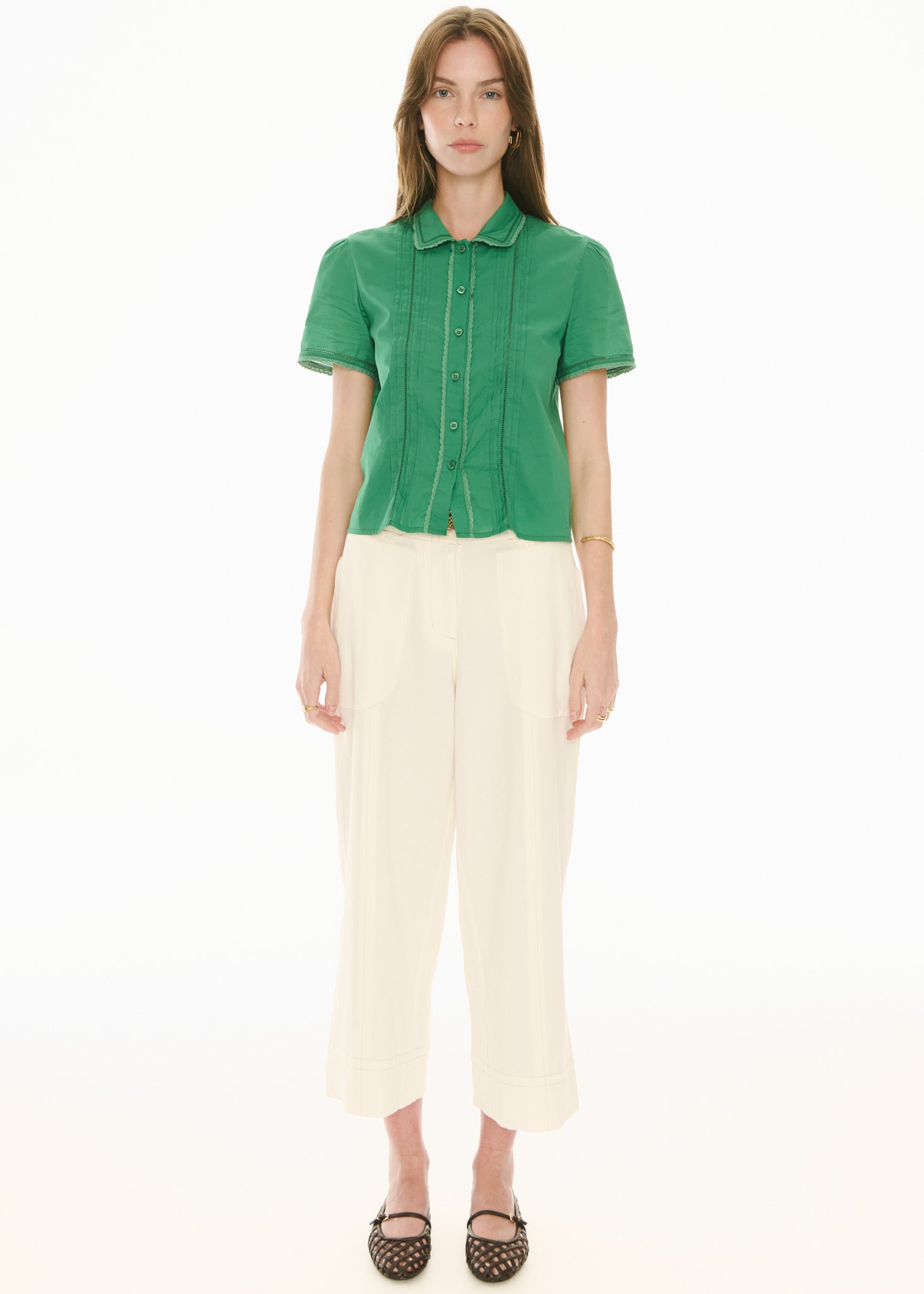 POL Nova Tucked Shirt Green