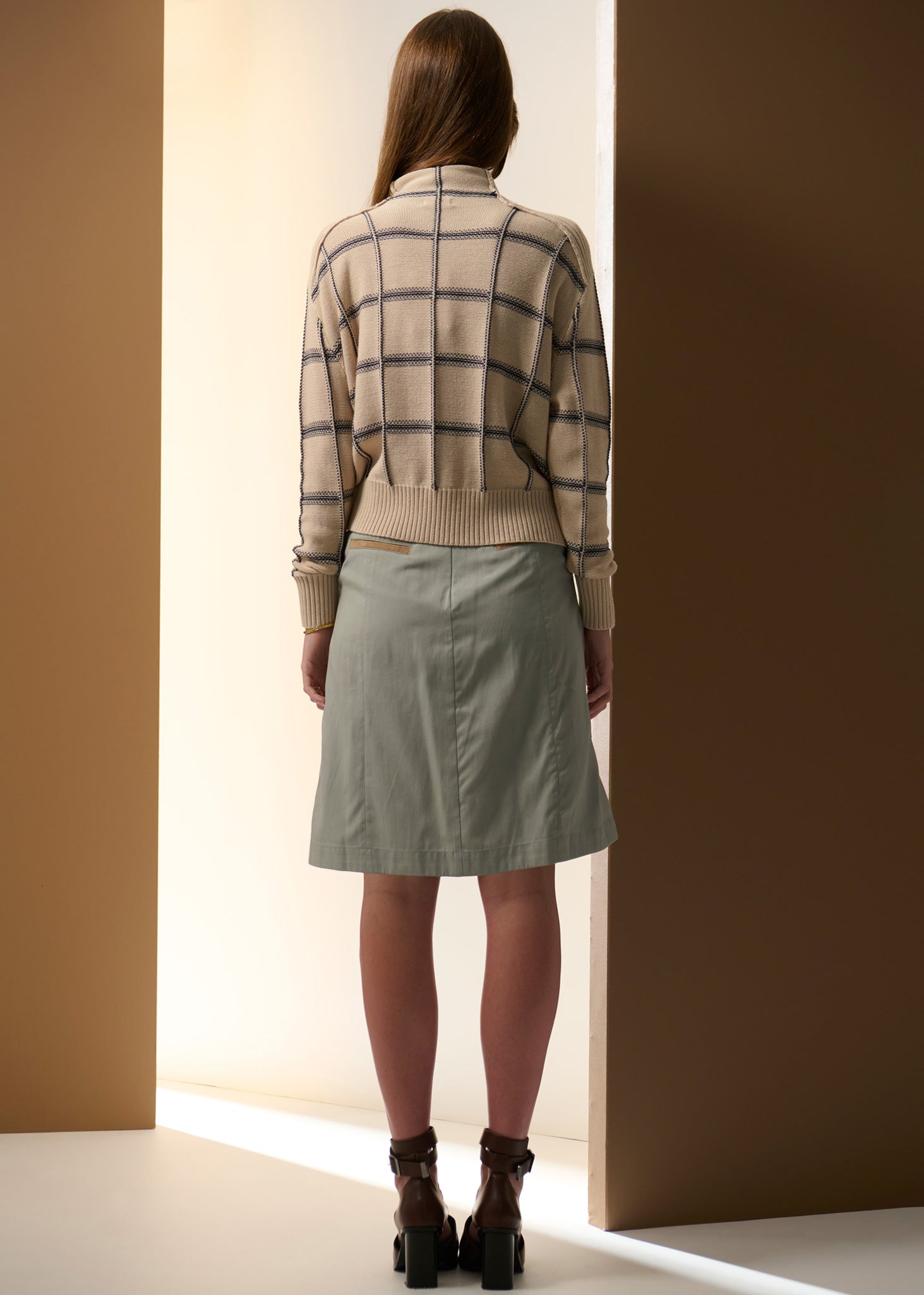 POL Sable Funnel Neck Knit Pebble Ink