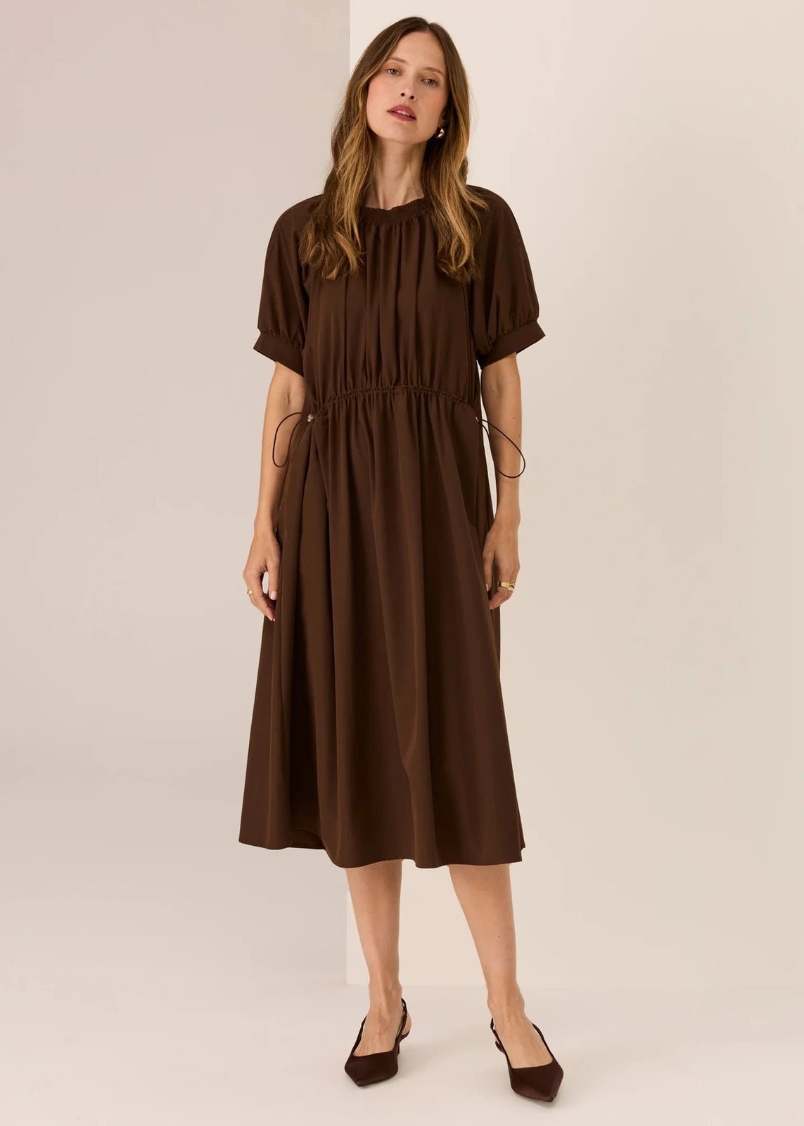 Pol Tech Drawcord Dress Chocolate