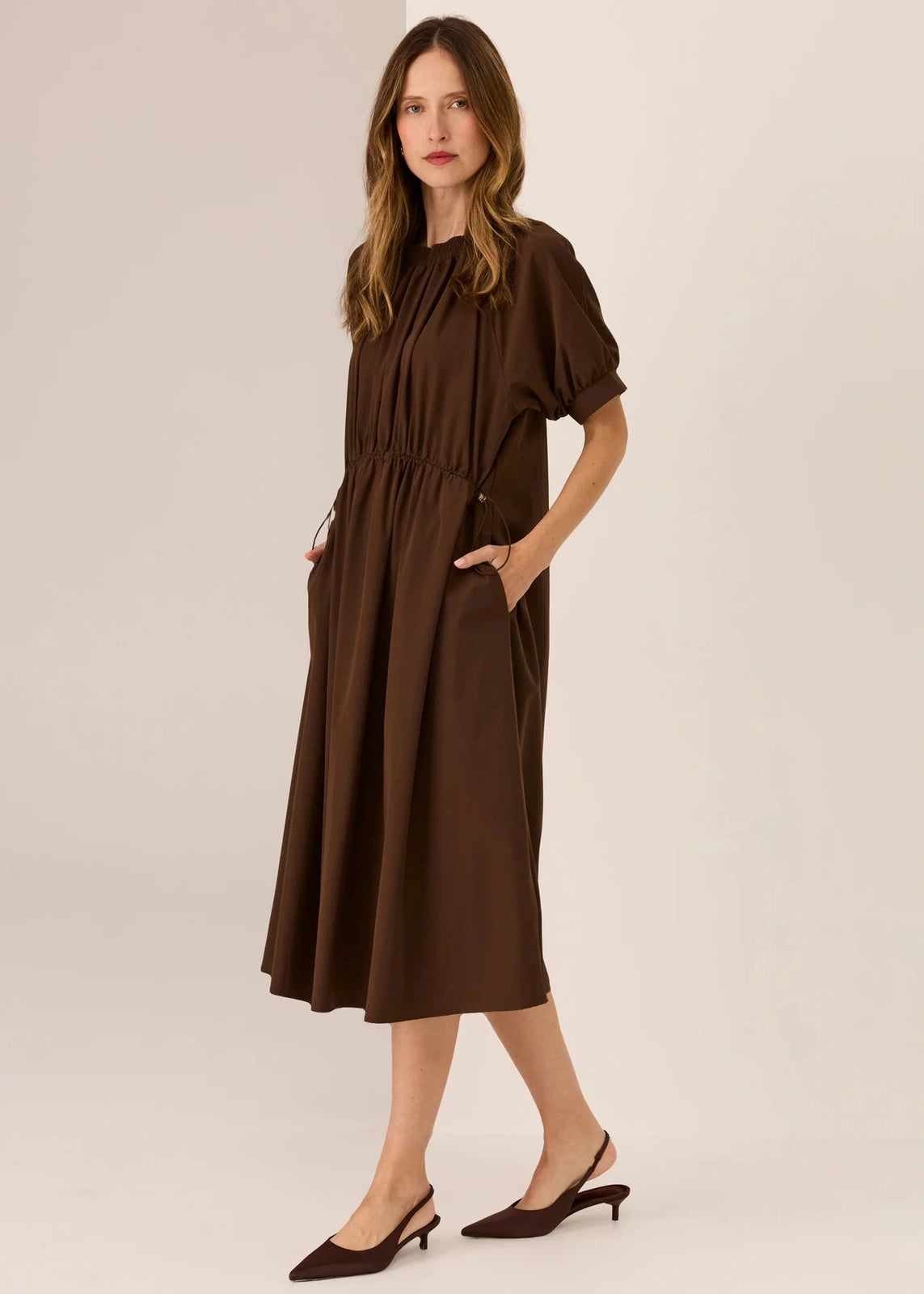 Pol Tech Drawcord Dress Chocolate