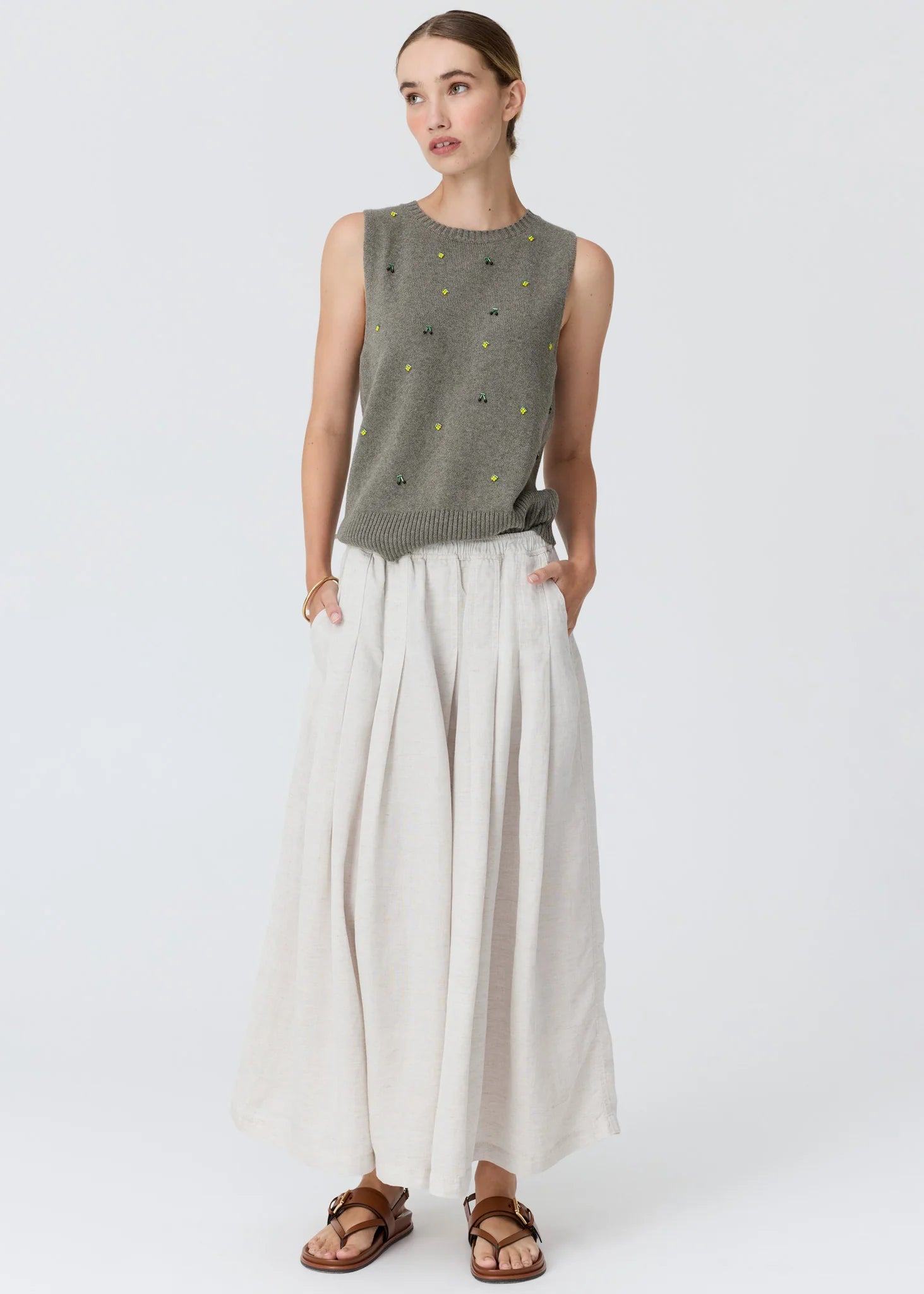 Pol Viloa Beaded Tank Moss