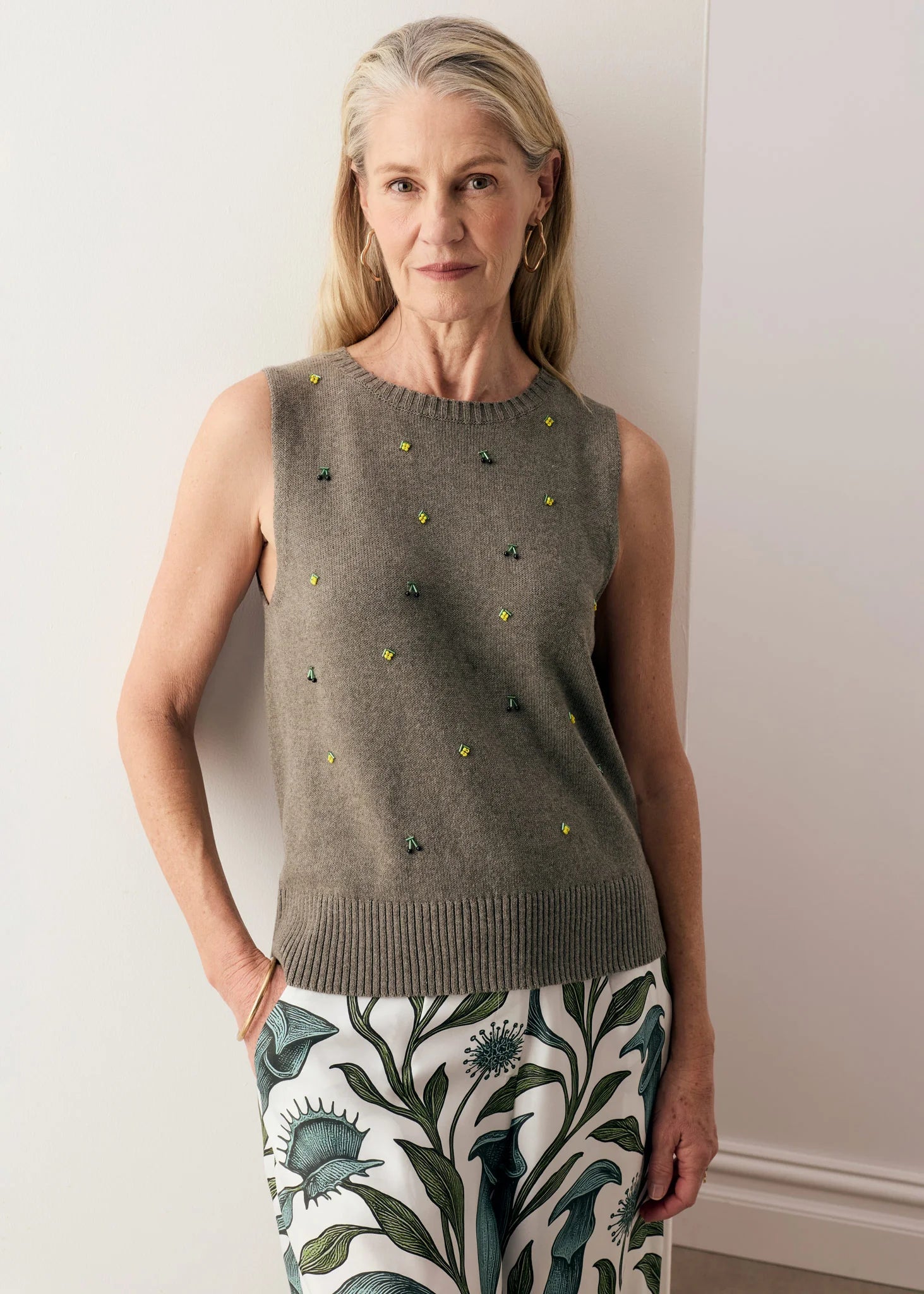 Pol Viloa Beaded Tank Moss