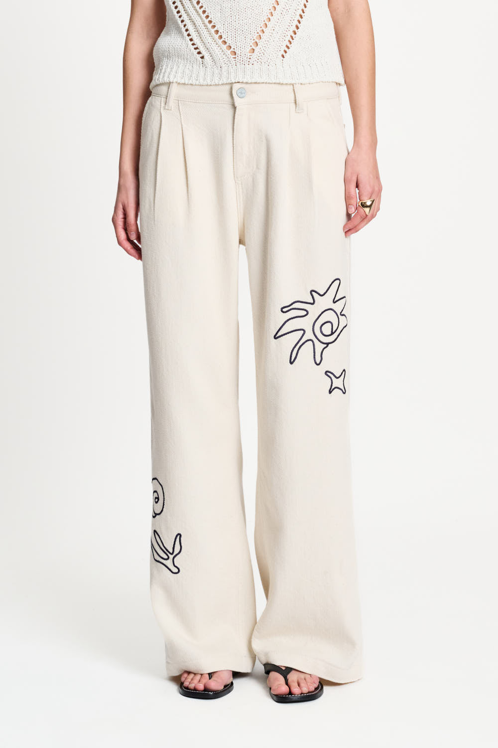 Pom Amsterdam Jeans White Tapes Beige