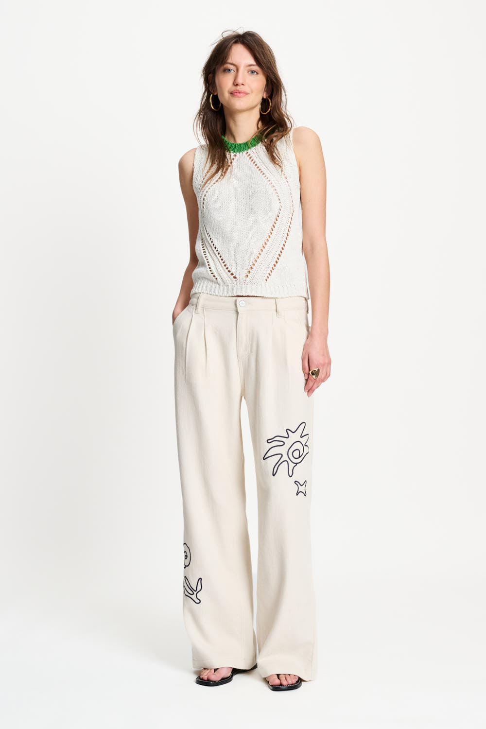 Pom Amsterdam Jeans White Tapes Beige