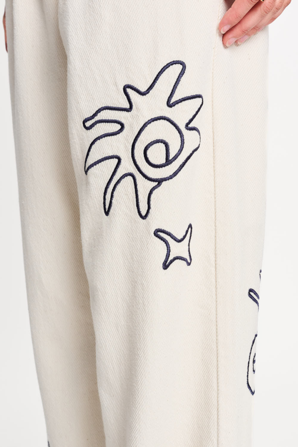 Pom Amsterdam Jeans White Tapes Beige