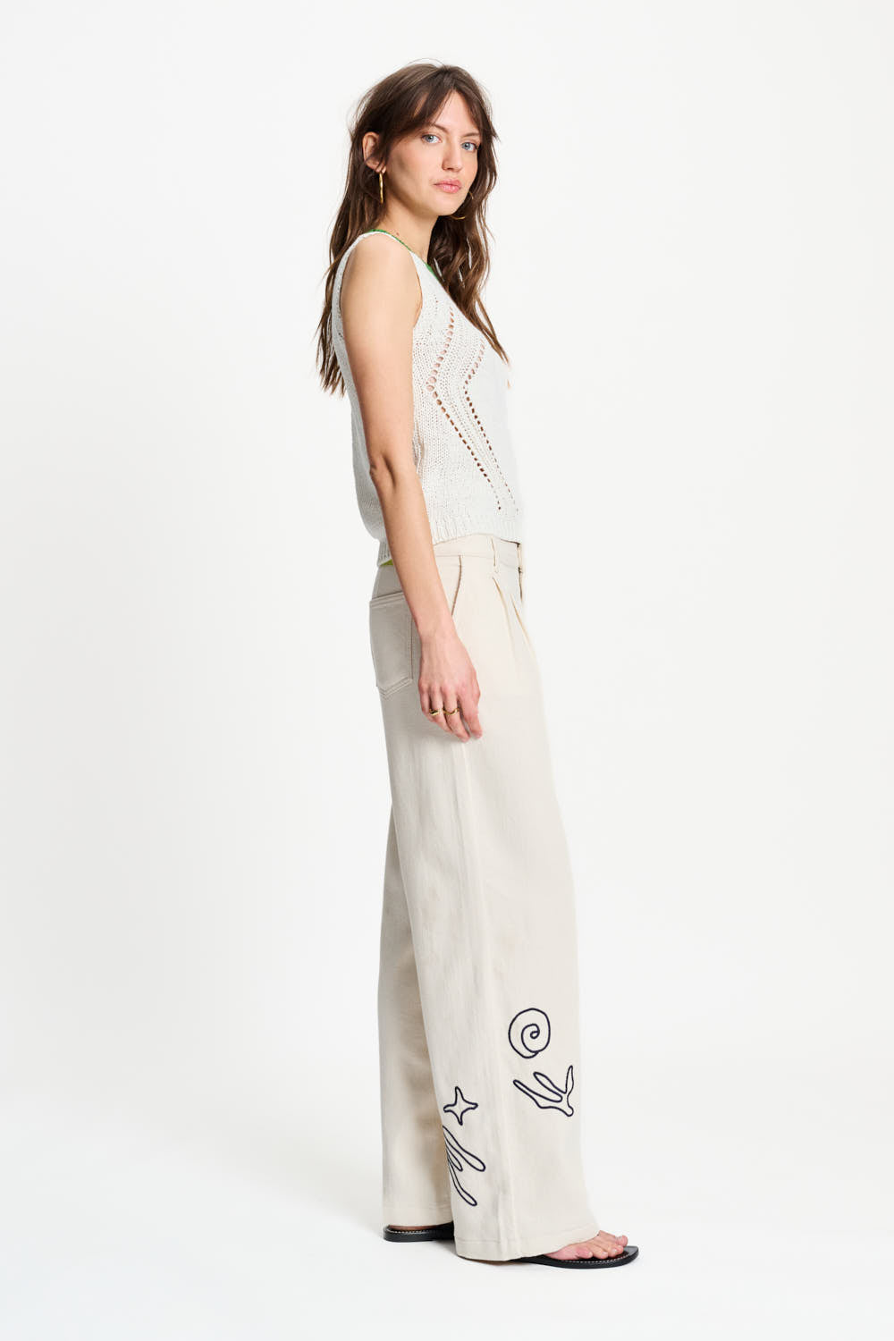 Pom Amsterdam Jeans White Tapes Beige
