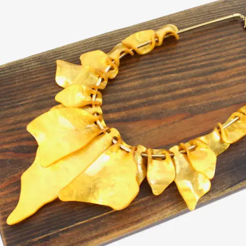Pretty Persuasions Bold All Around Ruffle Statement Necklace Mustard