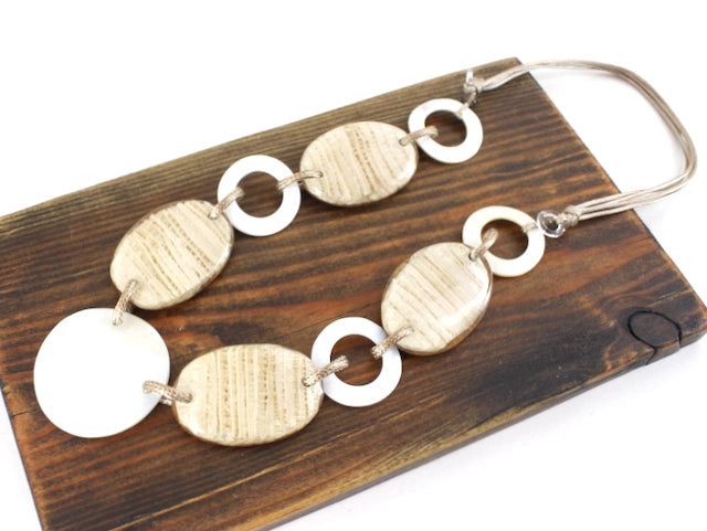 Pretty Persuasions Bold Oval Ring Shell Links Necklace
