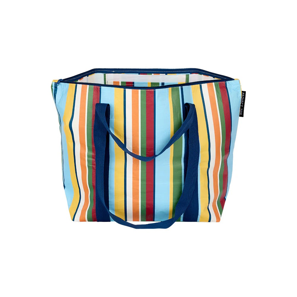 Project Ten Retro Stripe Zip Medium Traveller Tote