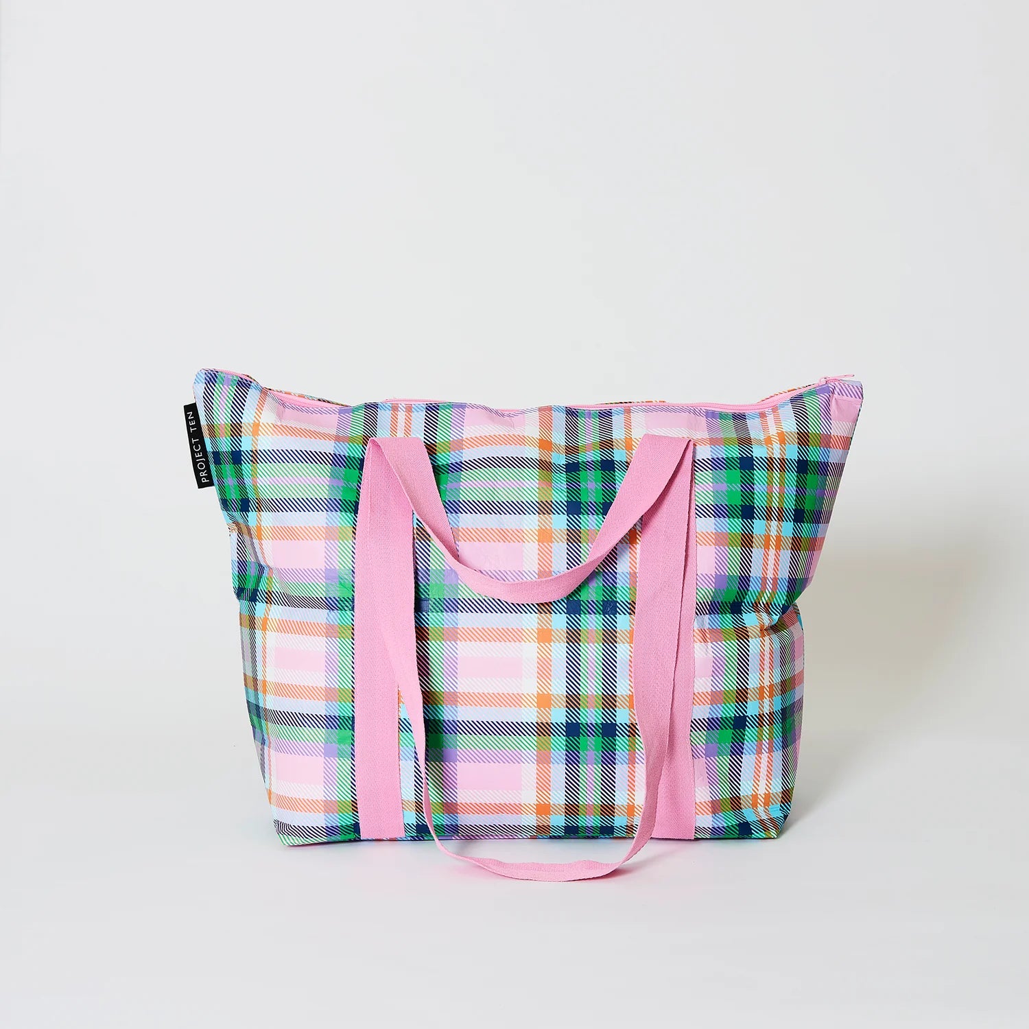 Project Ten Plaid Zip Medium Tote