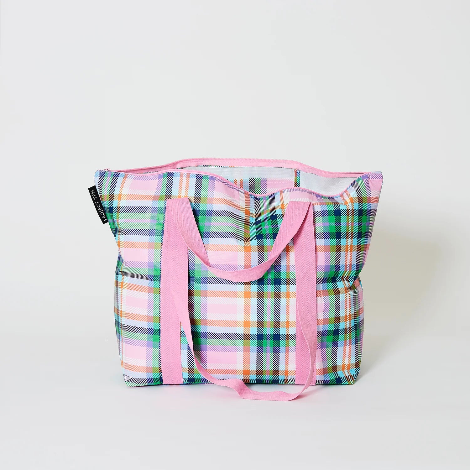 Project Ten Plaid Zip Medium Tote