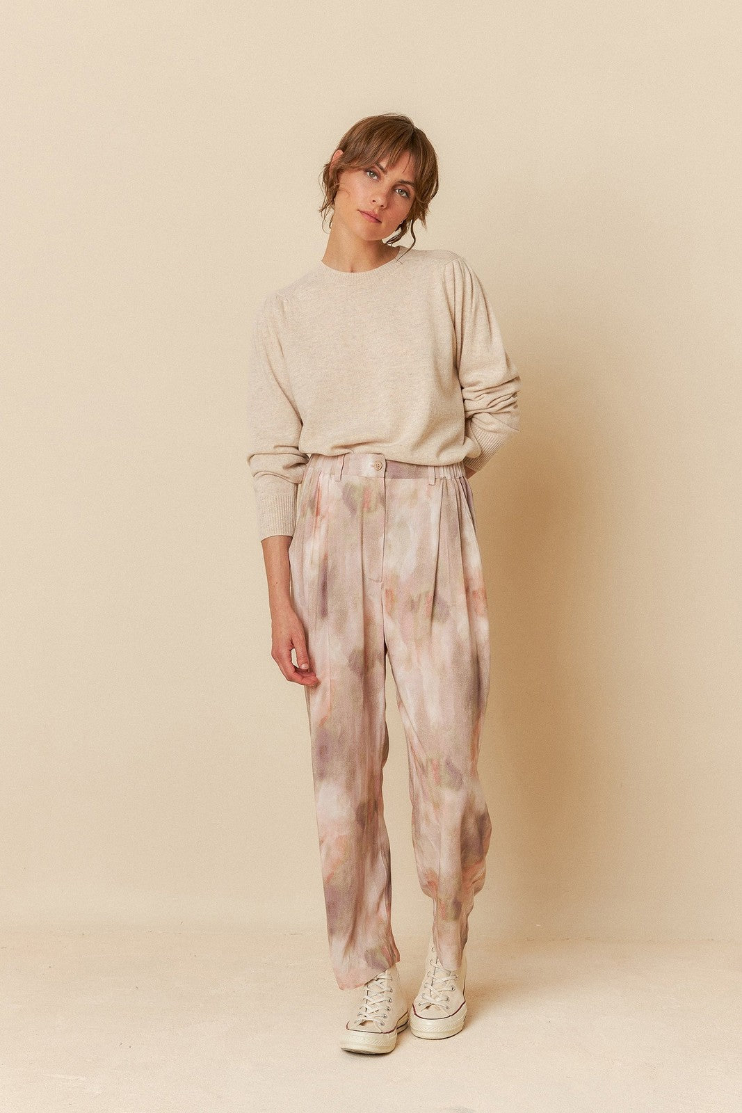 Indi & Cold RD125 Ribbed Detail Sweater Ecru