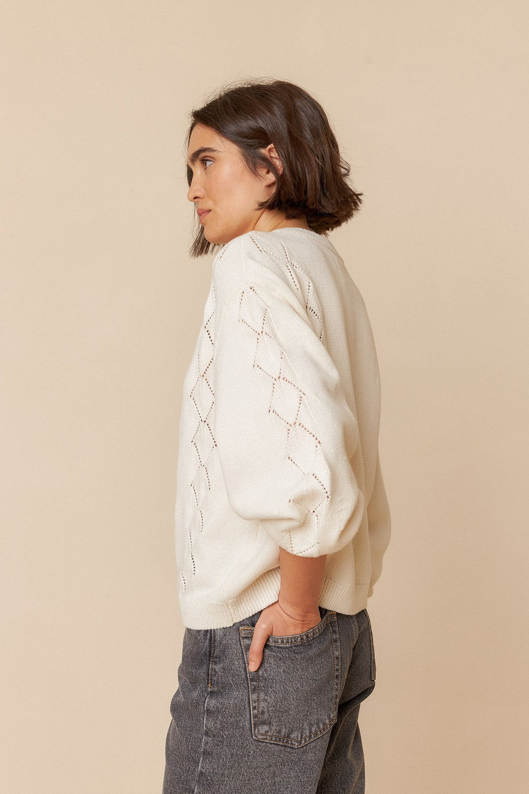 Indi & Cold RD148 Fantasy Knit Jacket White