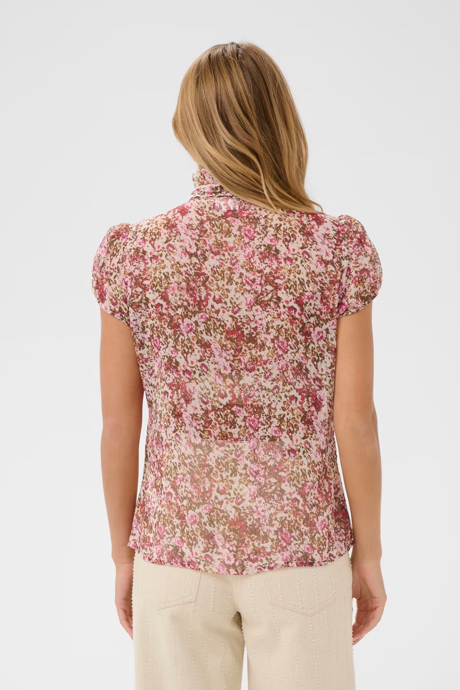 Saint Tropez Lilja Crinkle SS Shirt Ballerina Brushed Bloom