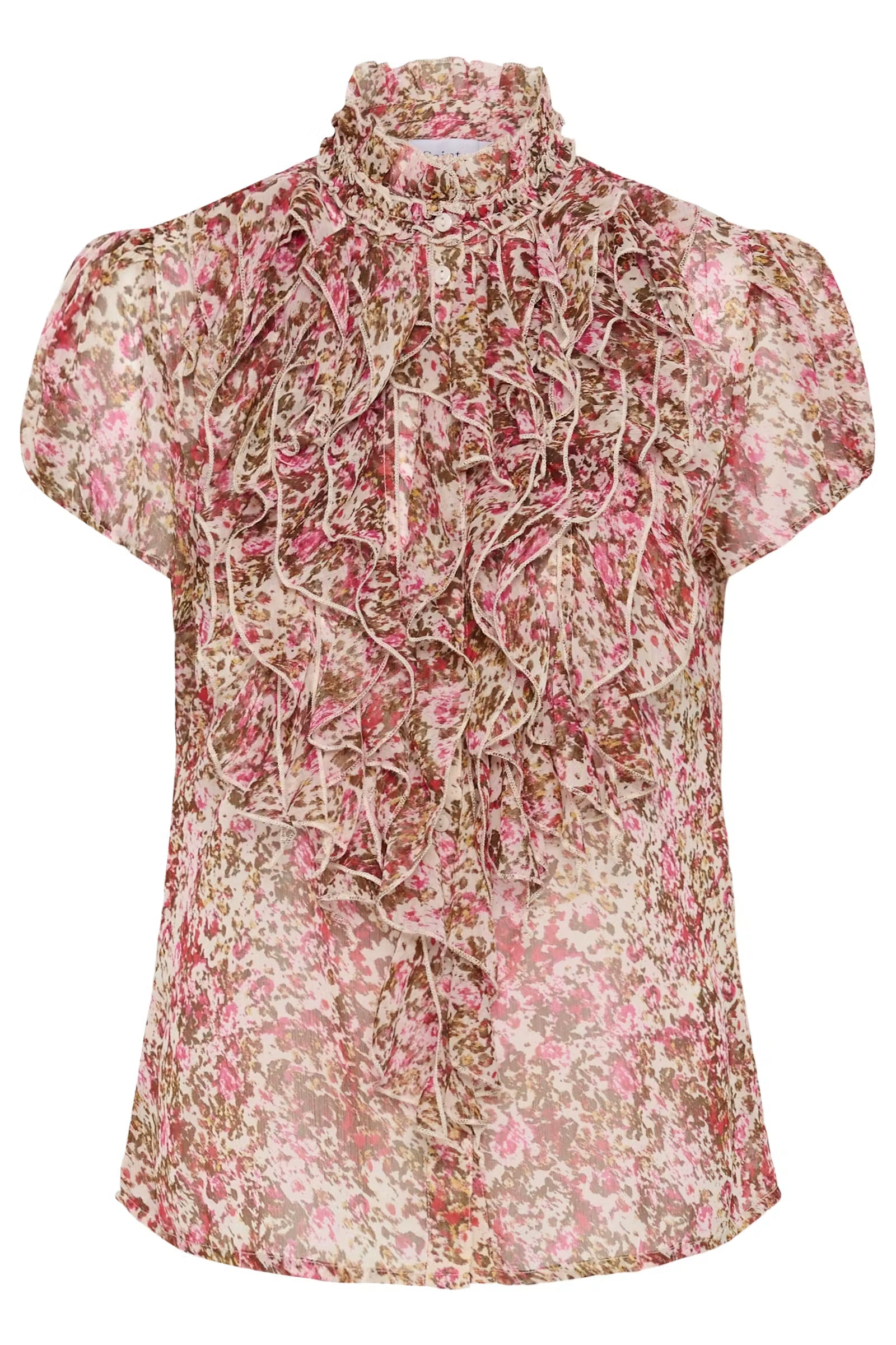 Saint Tropez Lilja Crinkle SS Shirt Ballerina Brushed Bloom