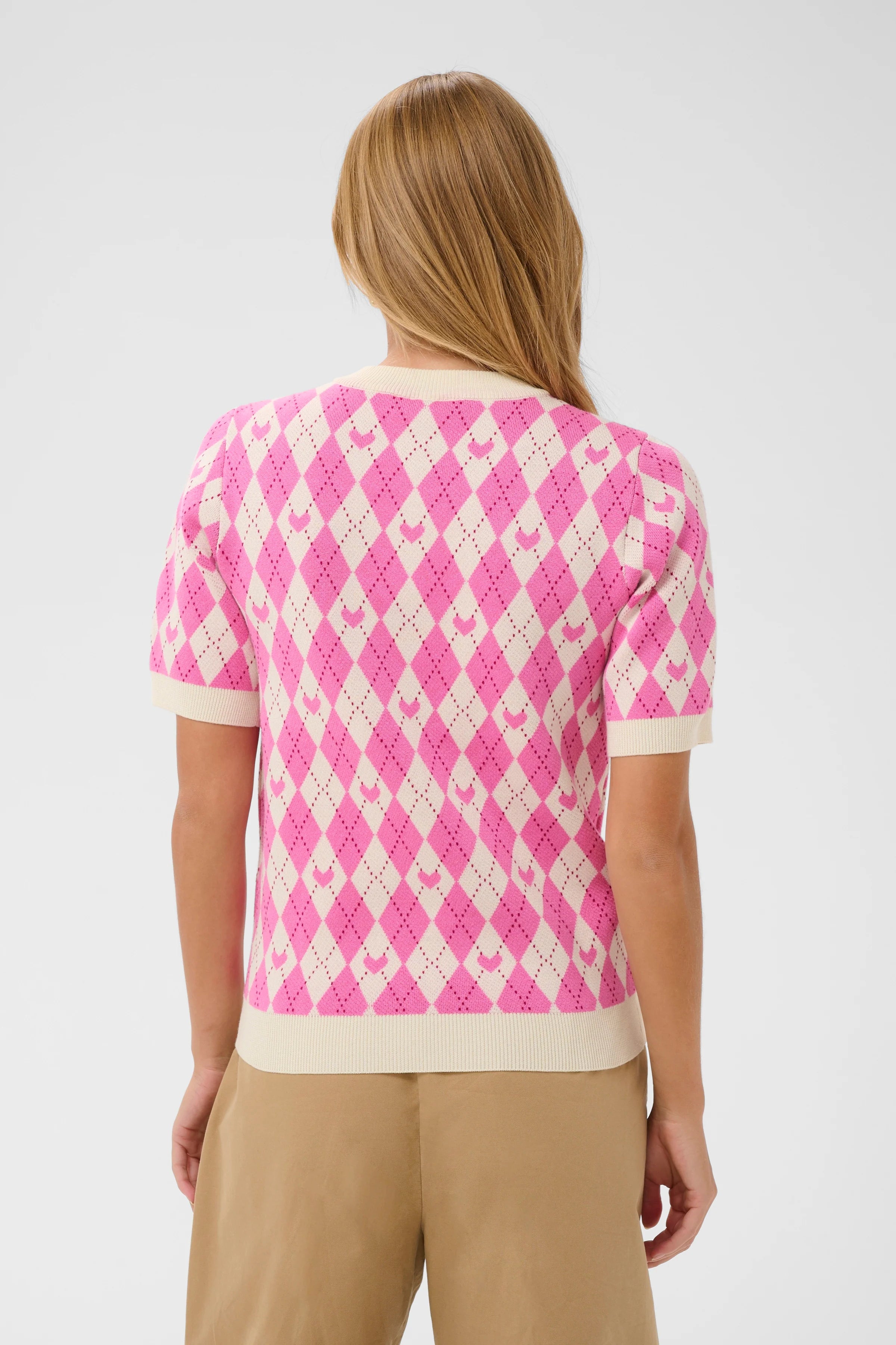 Saint Tropez Pamilla Pullover Pink Shades Argyle Hearts