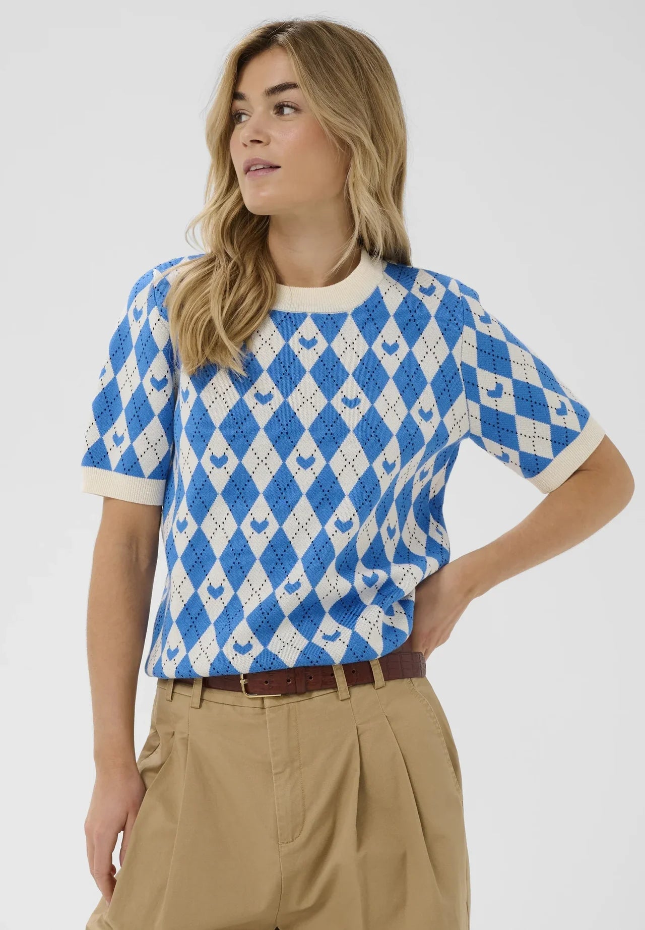Saint Tropez Pamilla Pullover Blue Shades Argyle Hearts